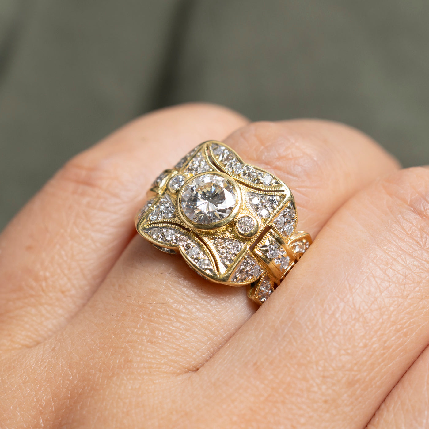 18k Bezel Set Diamond Cocktail Ring | 1.81ctw | SZ 7