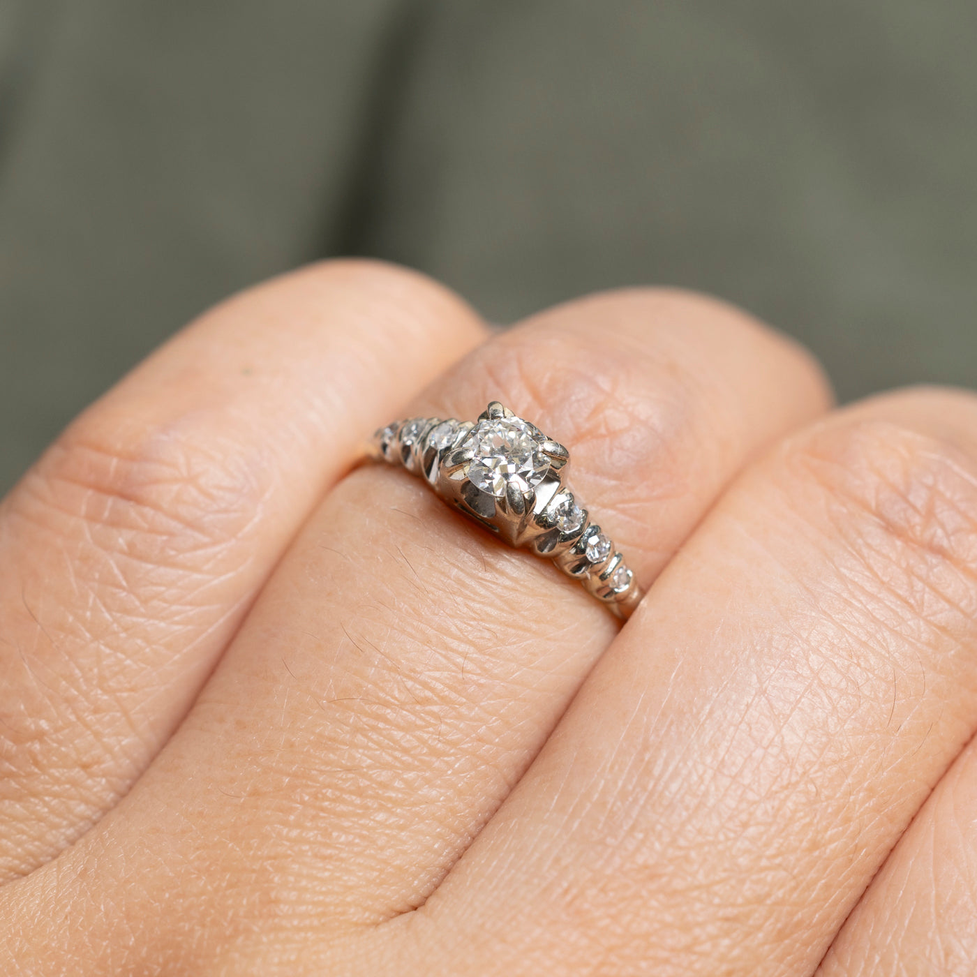 Two Tone Gold Old European Cut Diamond Ring | 0.36ctw | SZ 5.5