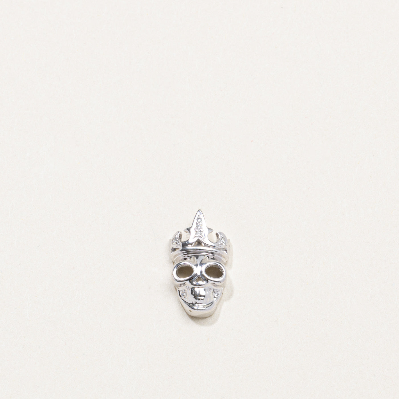 14K White Gold Skull Mask Pendant