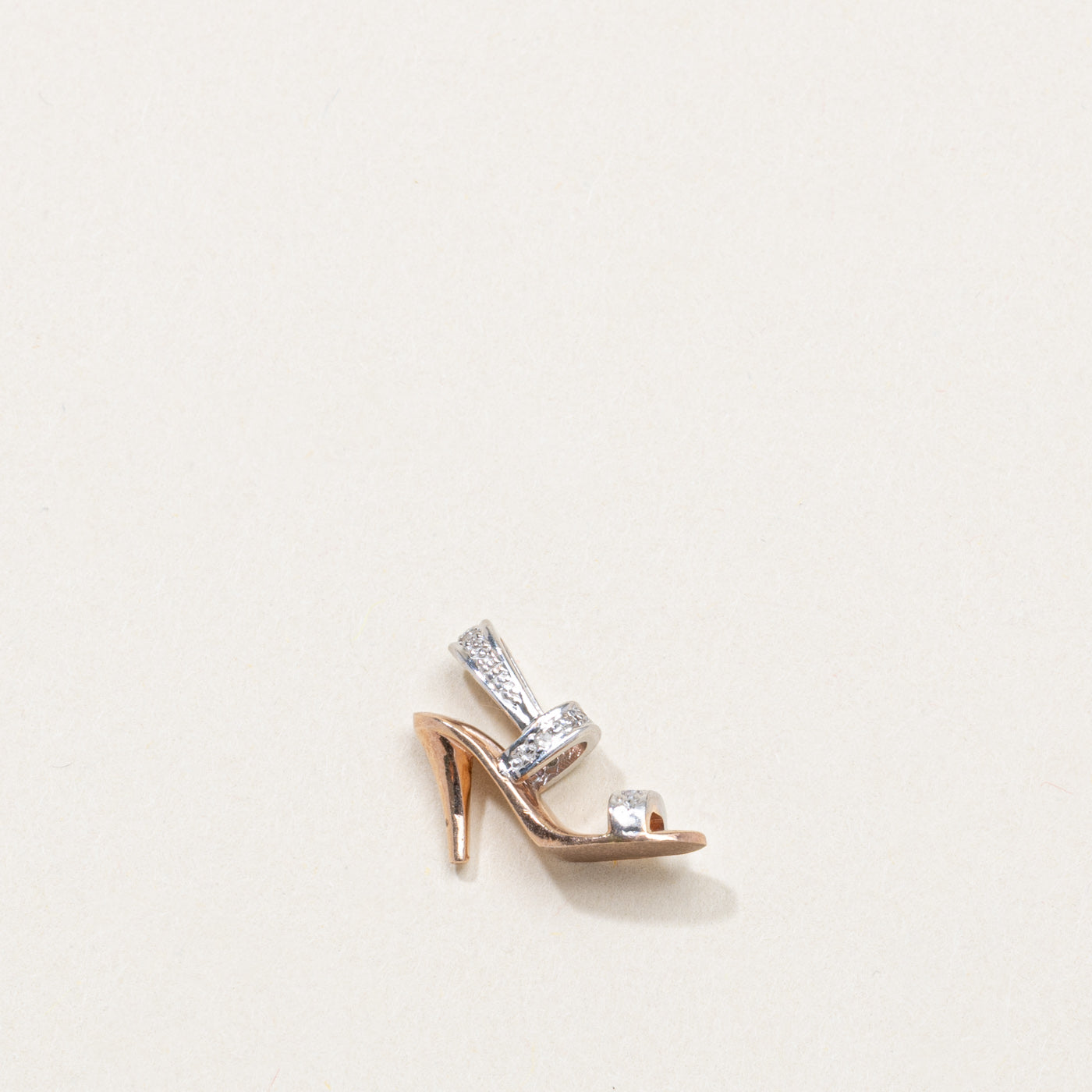 10K Two Tone Diamond High Heel Shoe Charm