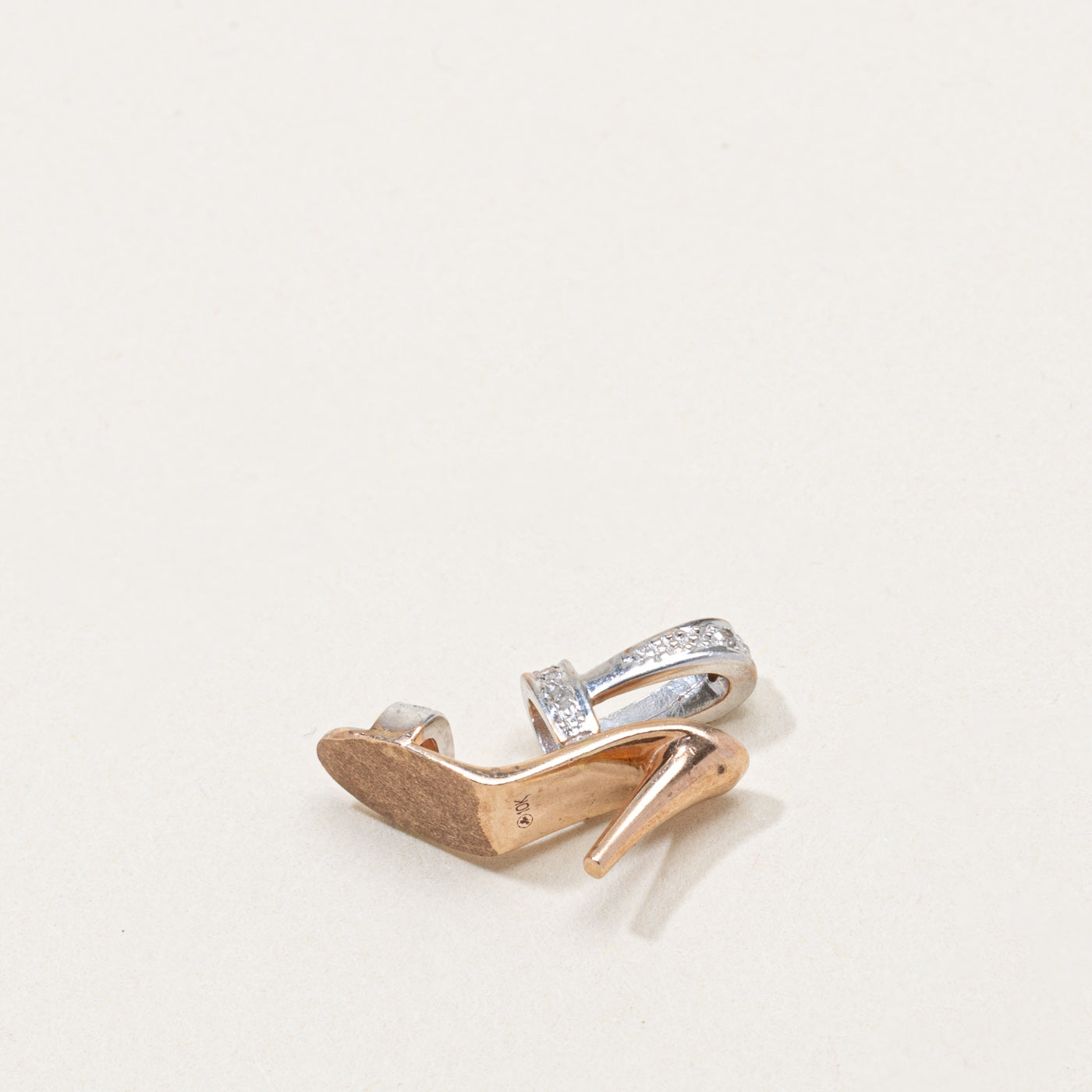 10K Two Tone Diamond High Heel Shoe Charm