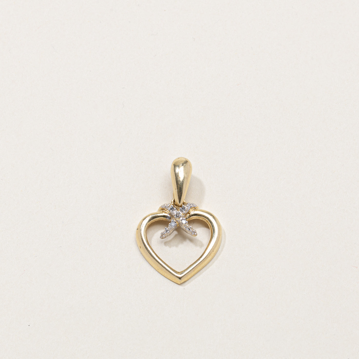 14K Diamond Open Heart Pendant