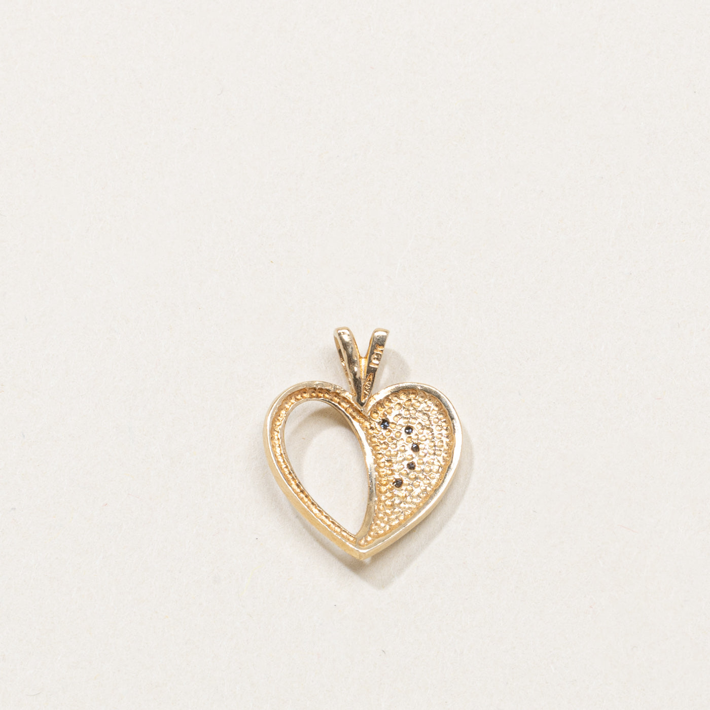 10K Diamond Half Open Heart Pendant
