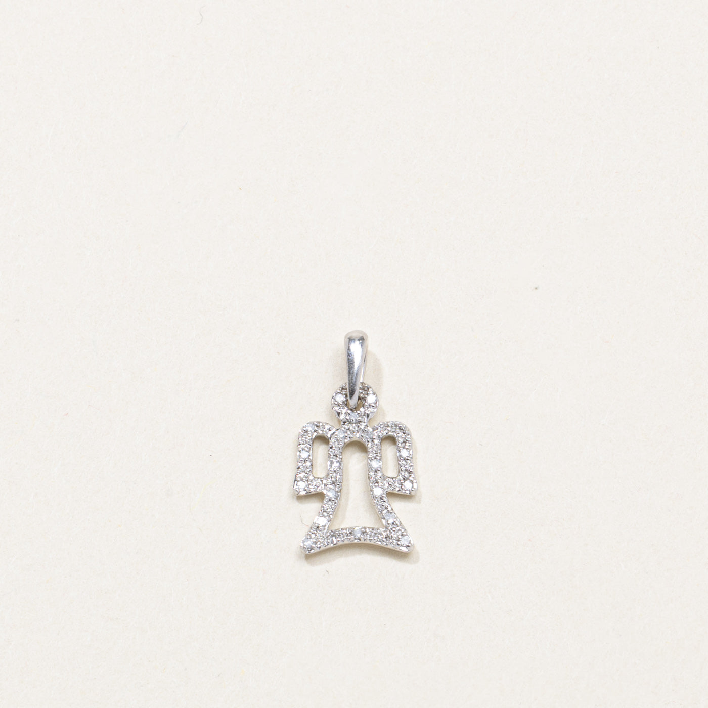 14K White Gold Diamond Angel Pendant