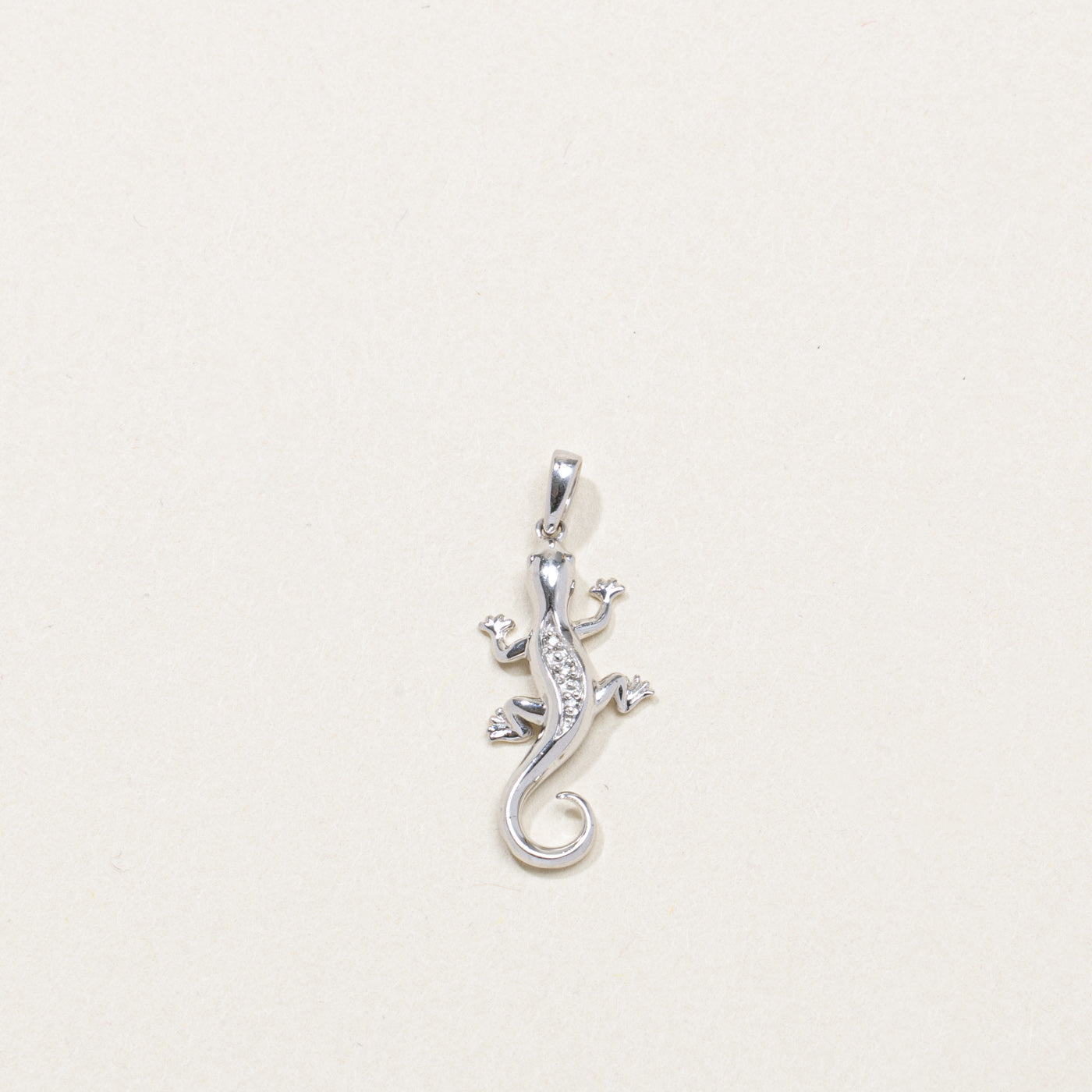 10K Diamond Gecko Pendant