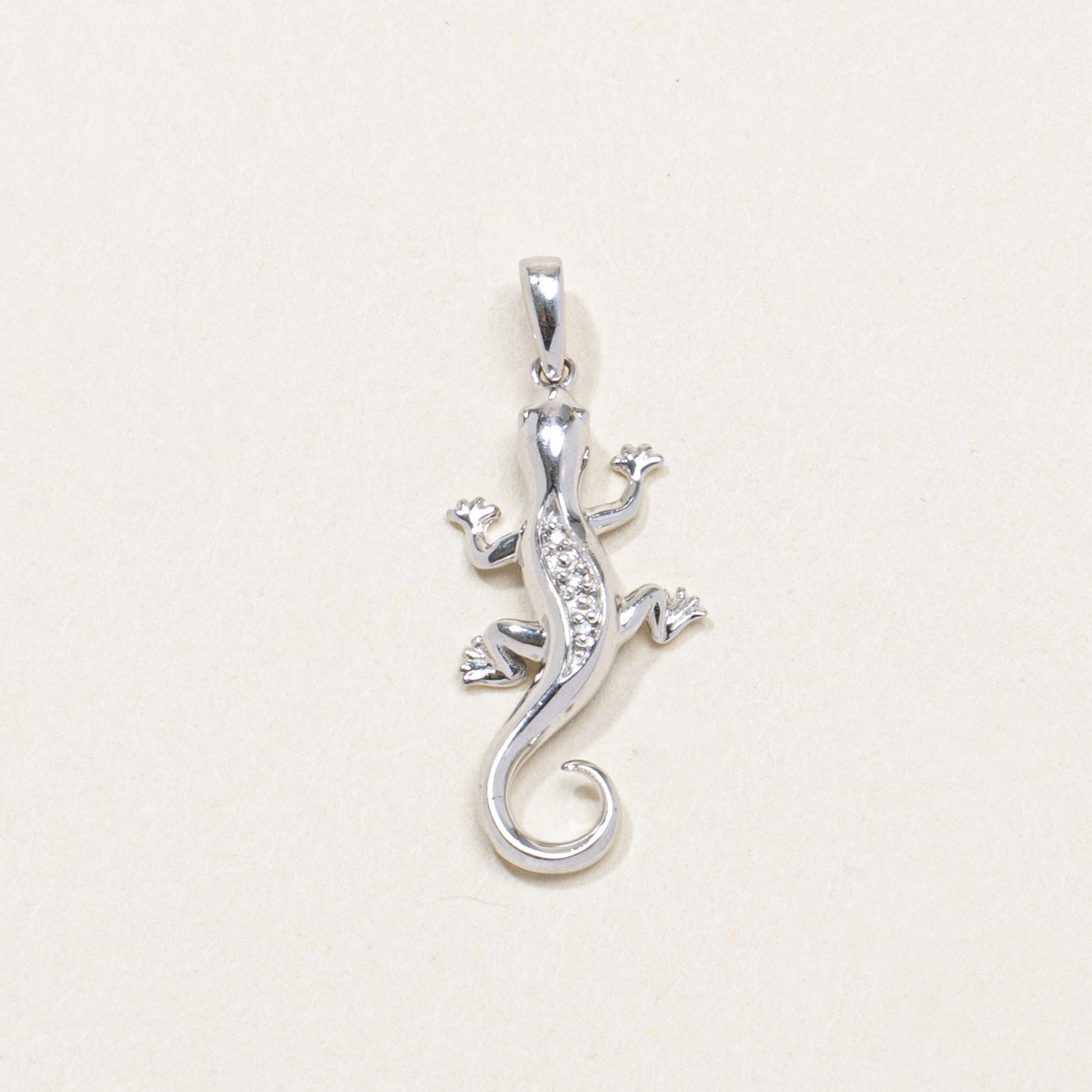 10K Diamond Gecko Pendant