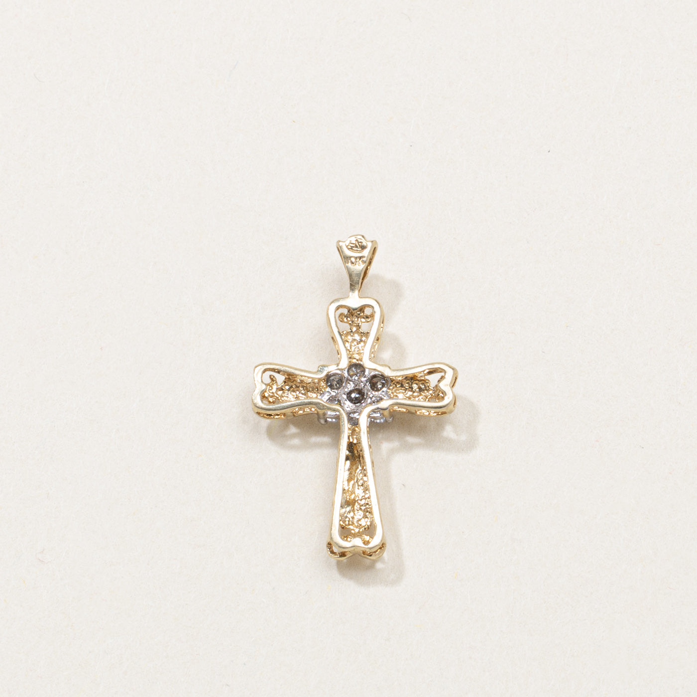 10K Diamond Cluster Cross Pendant