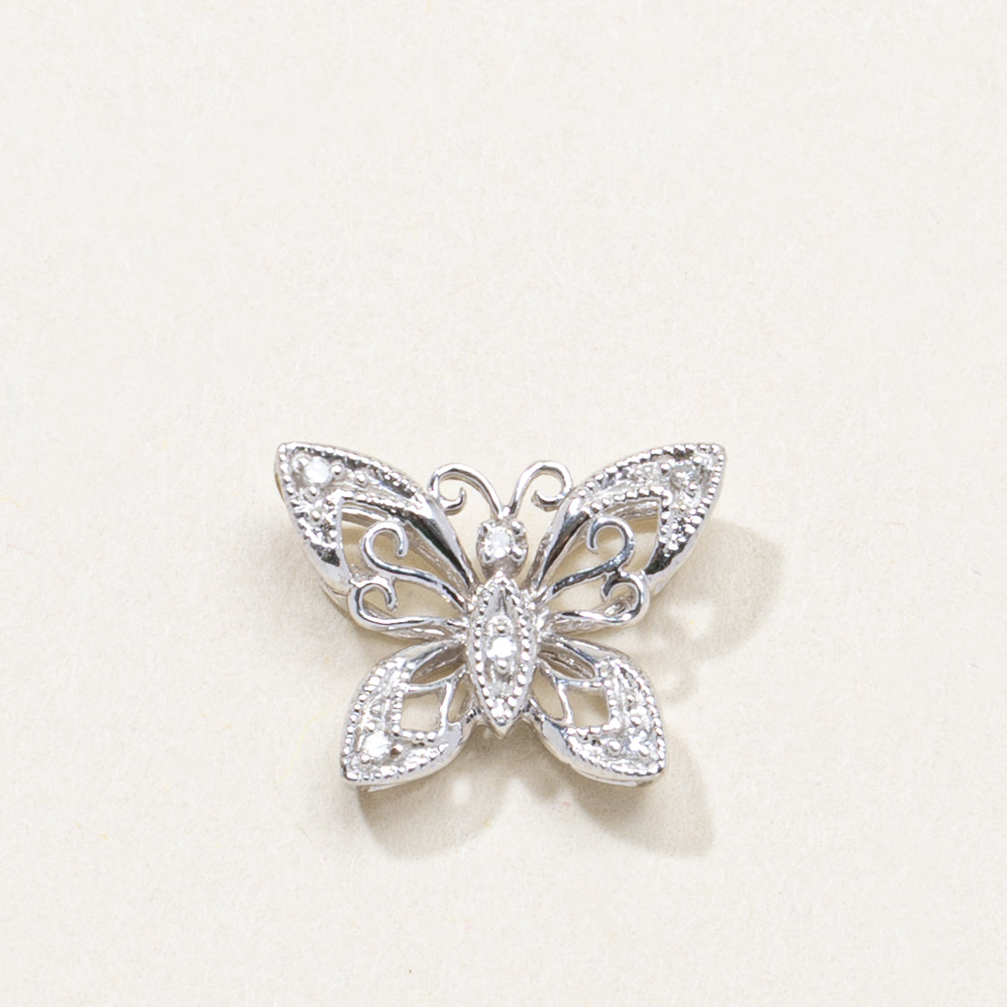 10K Diamond Scrollwork Butterfly Pendant