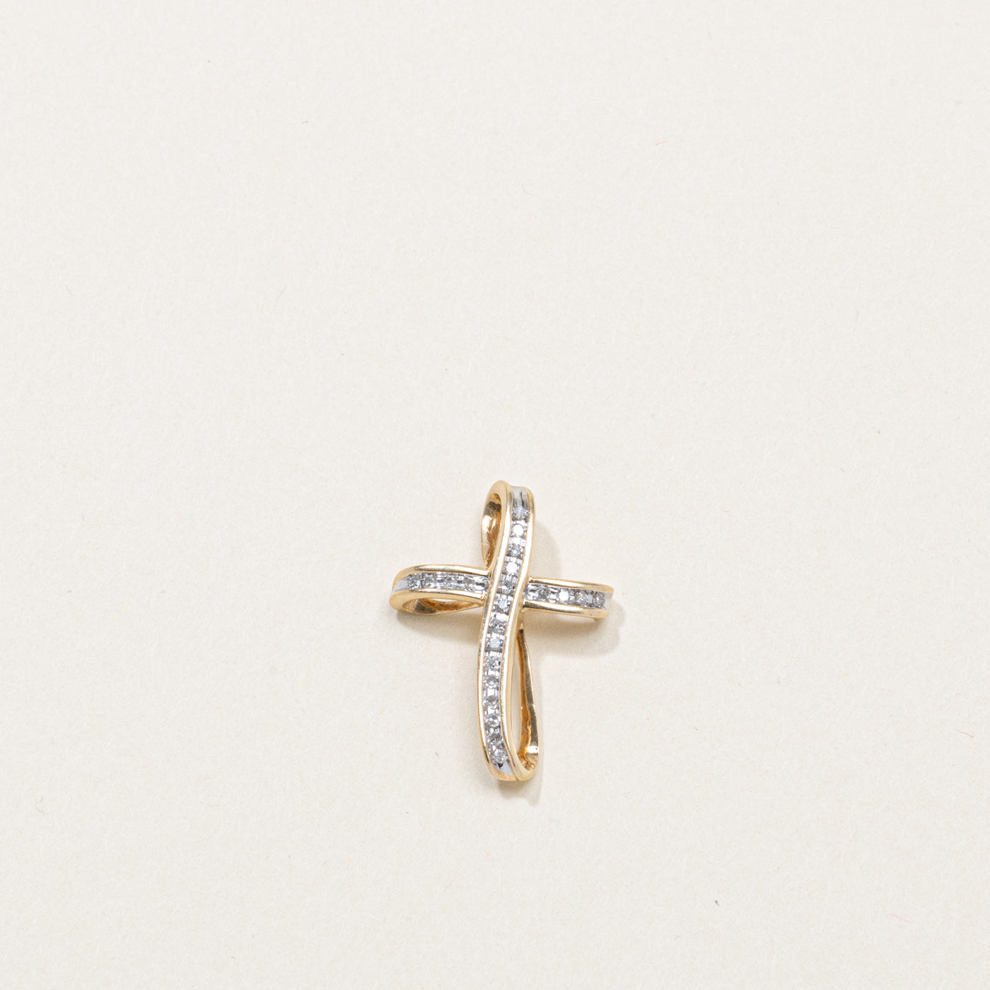 10K Diamond Looped Cross Pendant