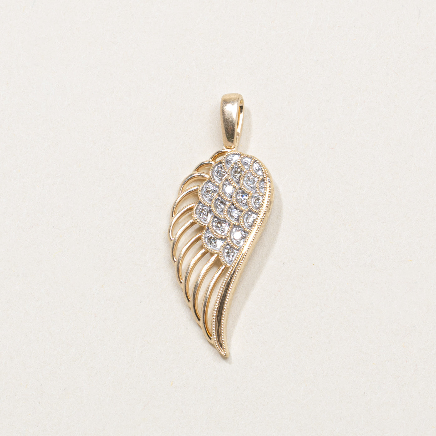 10K Diamond Wing Pendant
