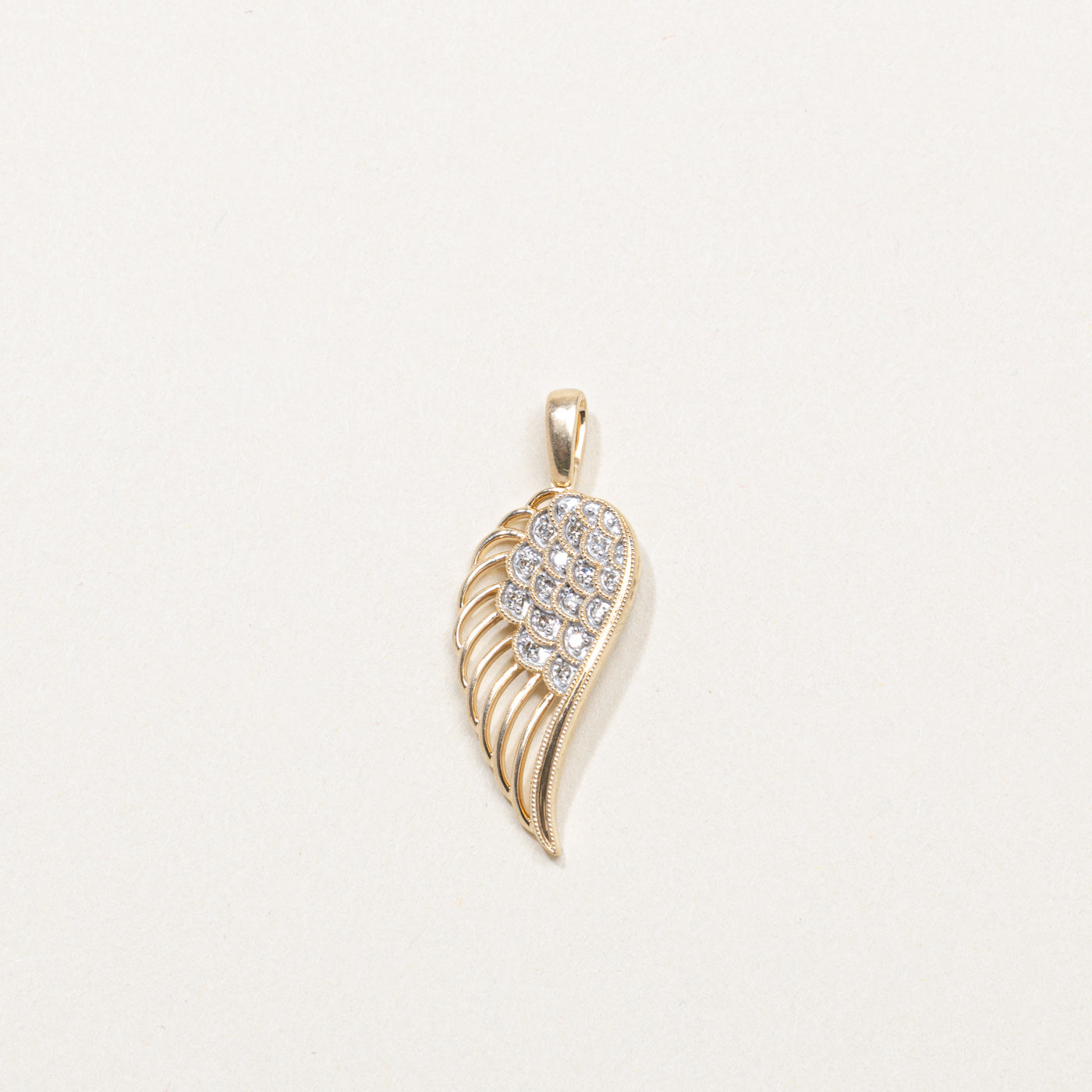 10K Diamond Wing Pendant