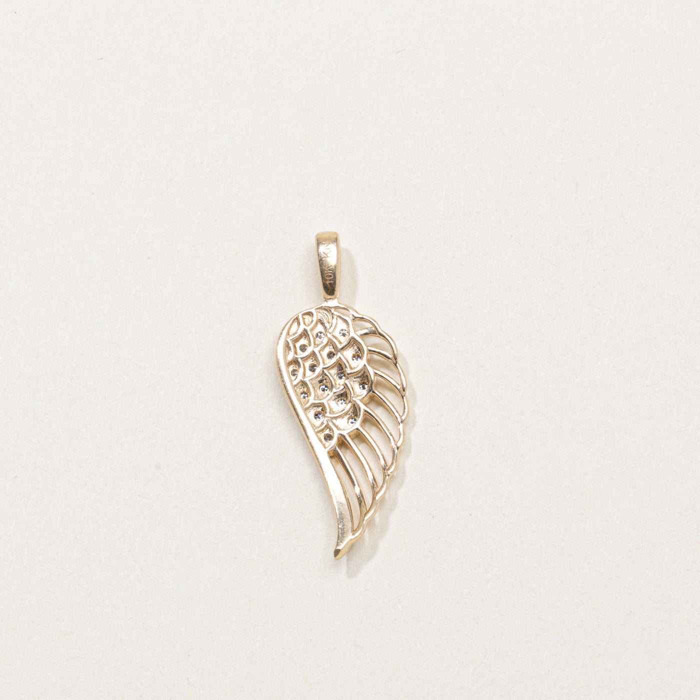10K Diamond Wing Pendant