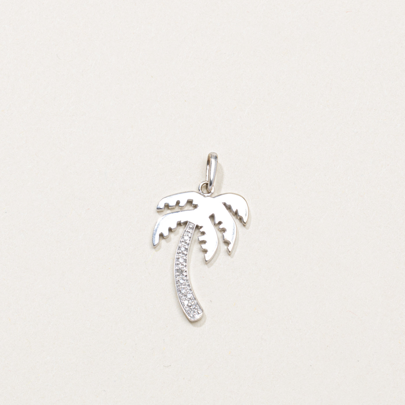 14K White Gold Diamond Palm Tree Charm