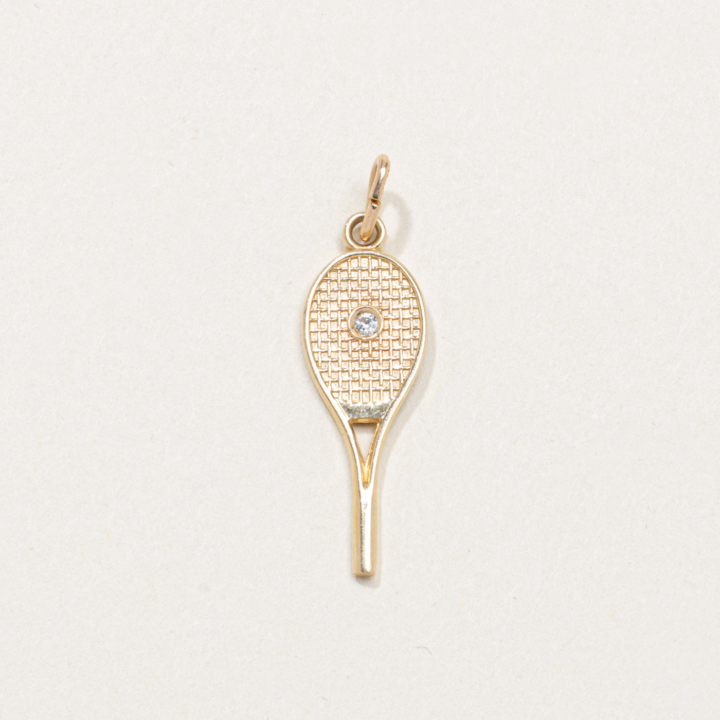 14K Diamond Tennis Racket Charm