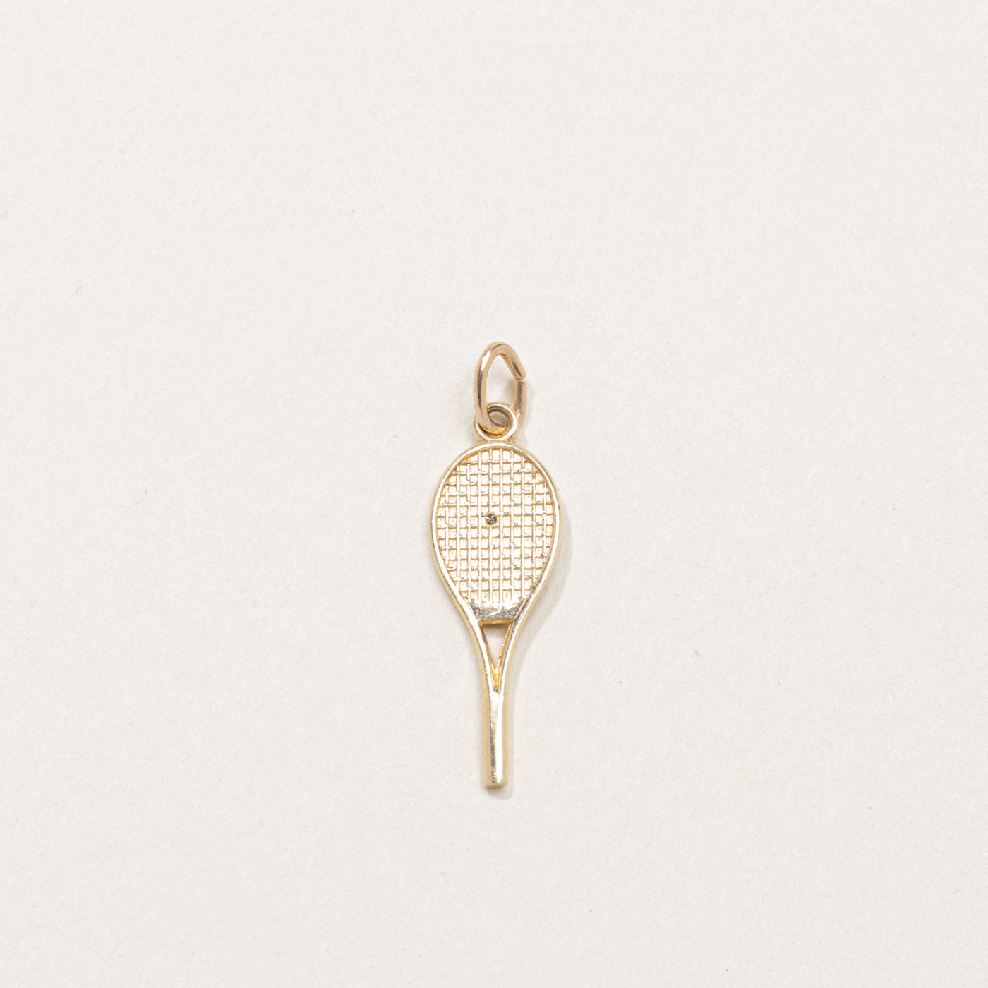 14K Diamond Tennis Racket Charm