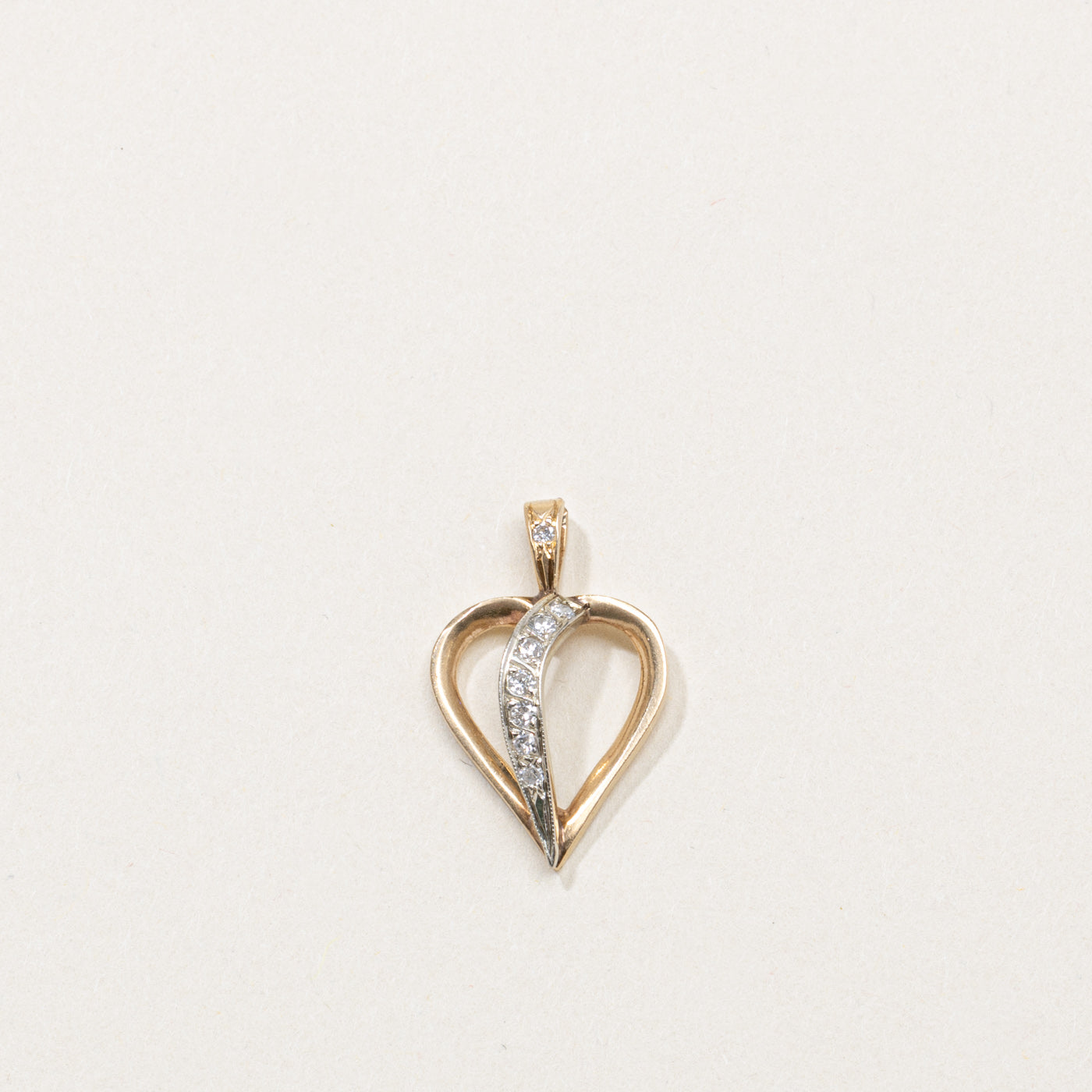 14K Diamond Open Heart Pendant