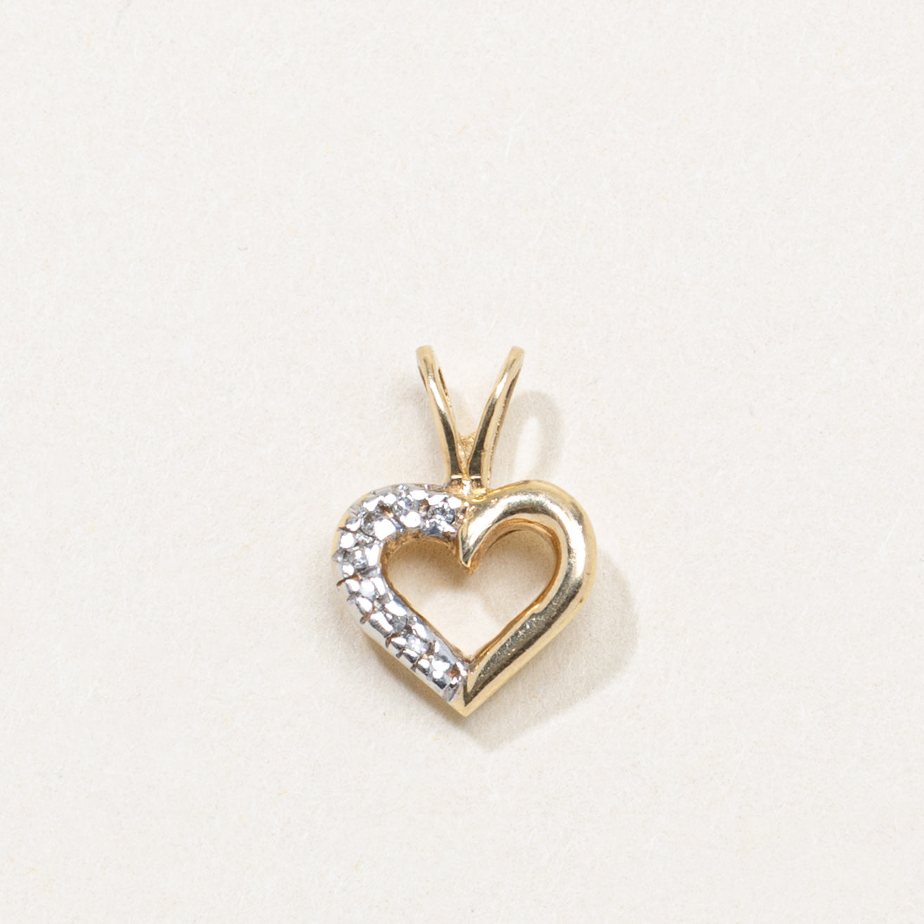 10K Diamond Open Heart Pendant