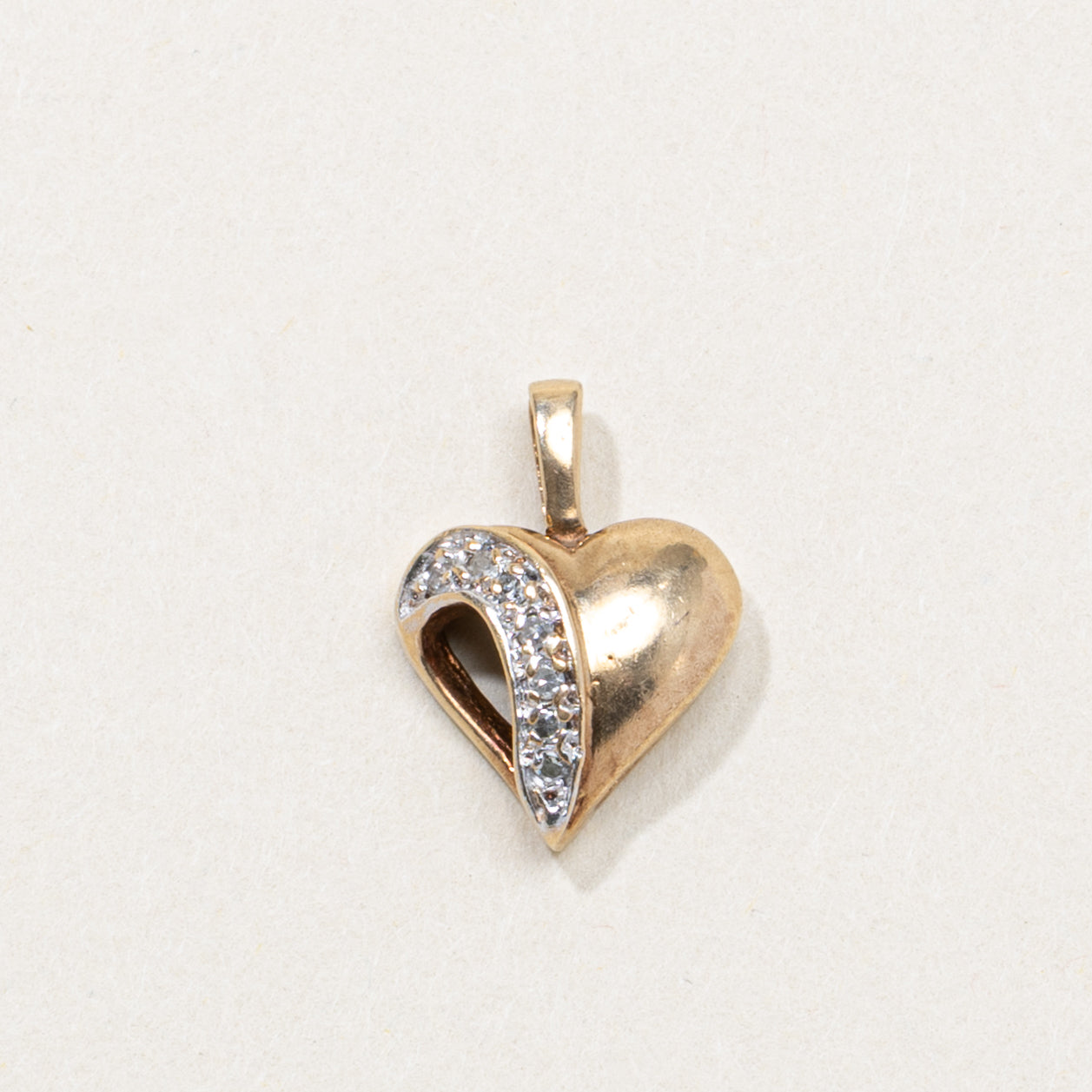 10K Diamond Puffed Heart Pendant
