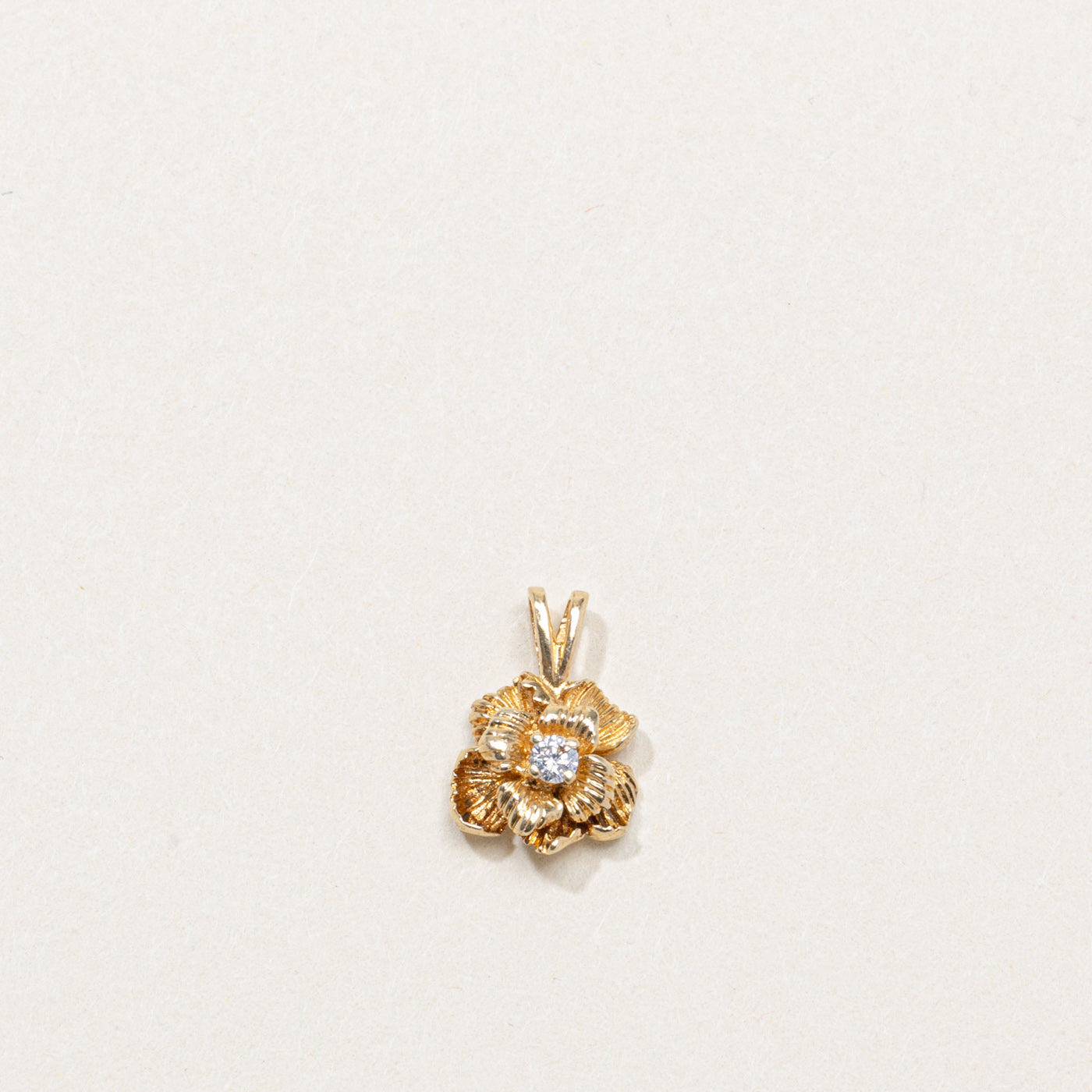 14K Diamond Textured Flower Pendant