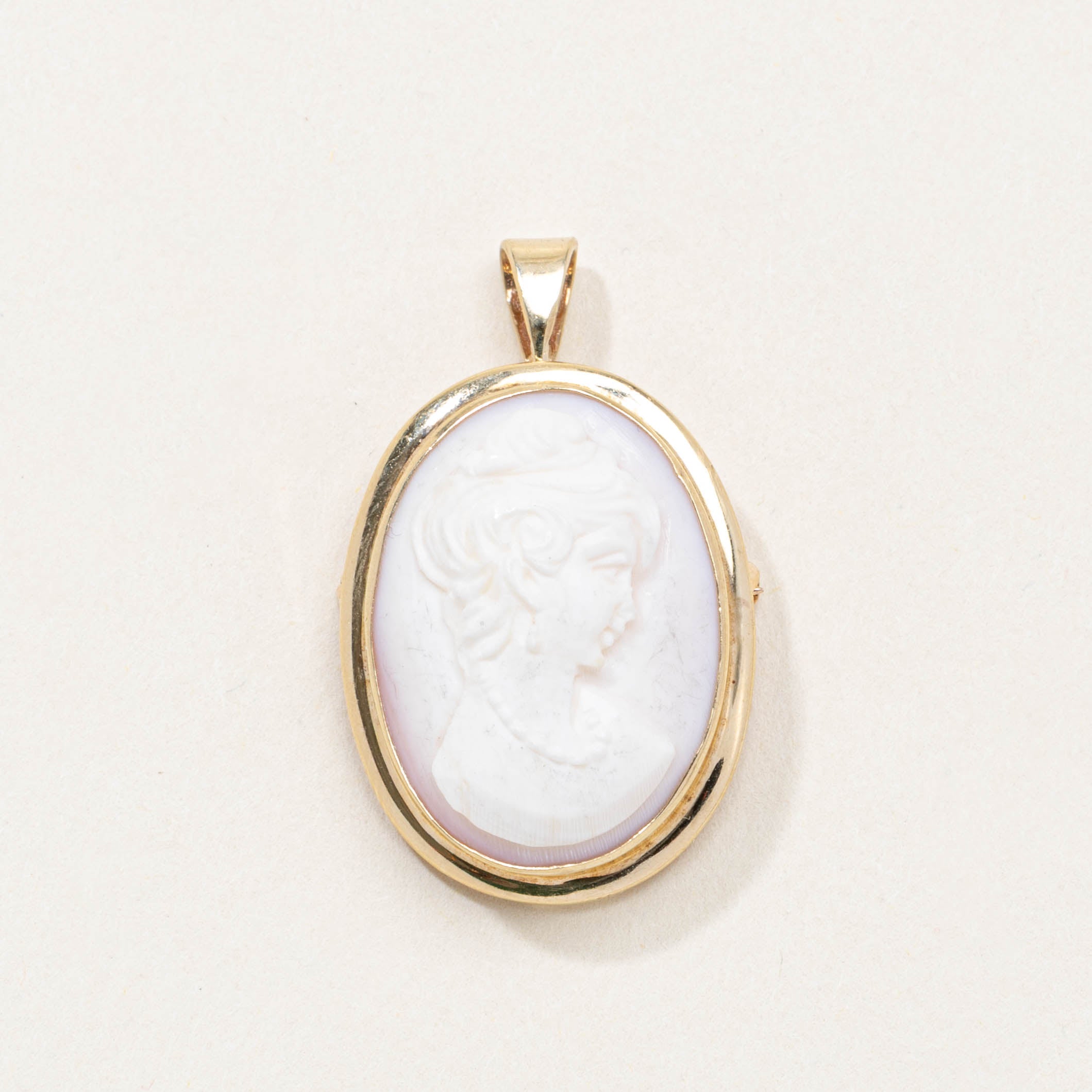 Pendentif camée ovale en coquillage taille 14K (9141-11) | 15,00 ct