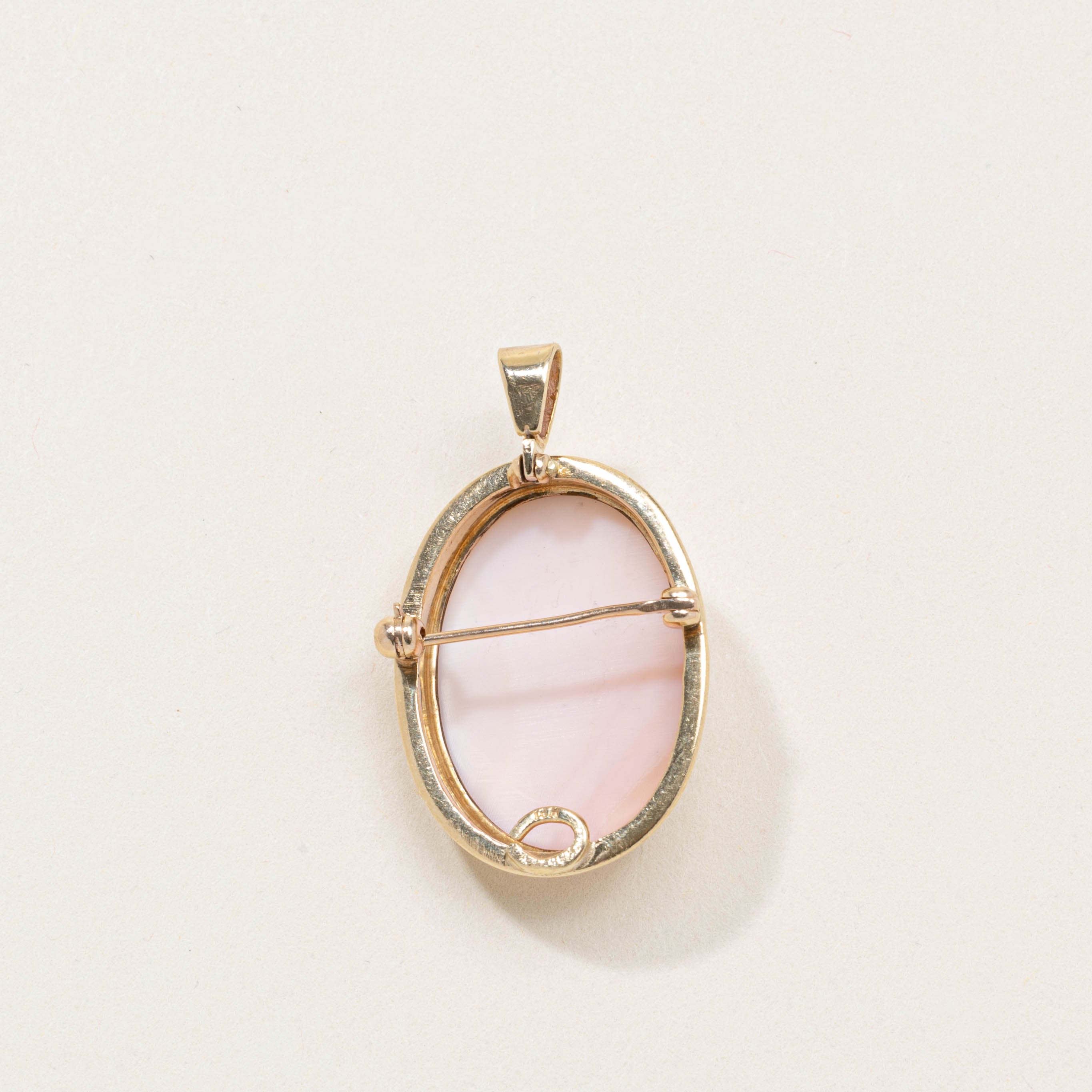 Pendentif camée ovale en coquillage taille 14K (9141-11) | 15,00 ct