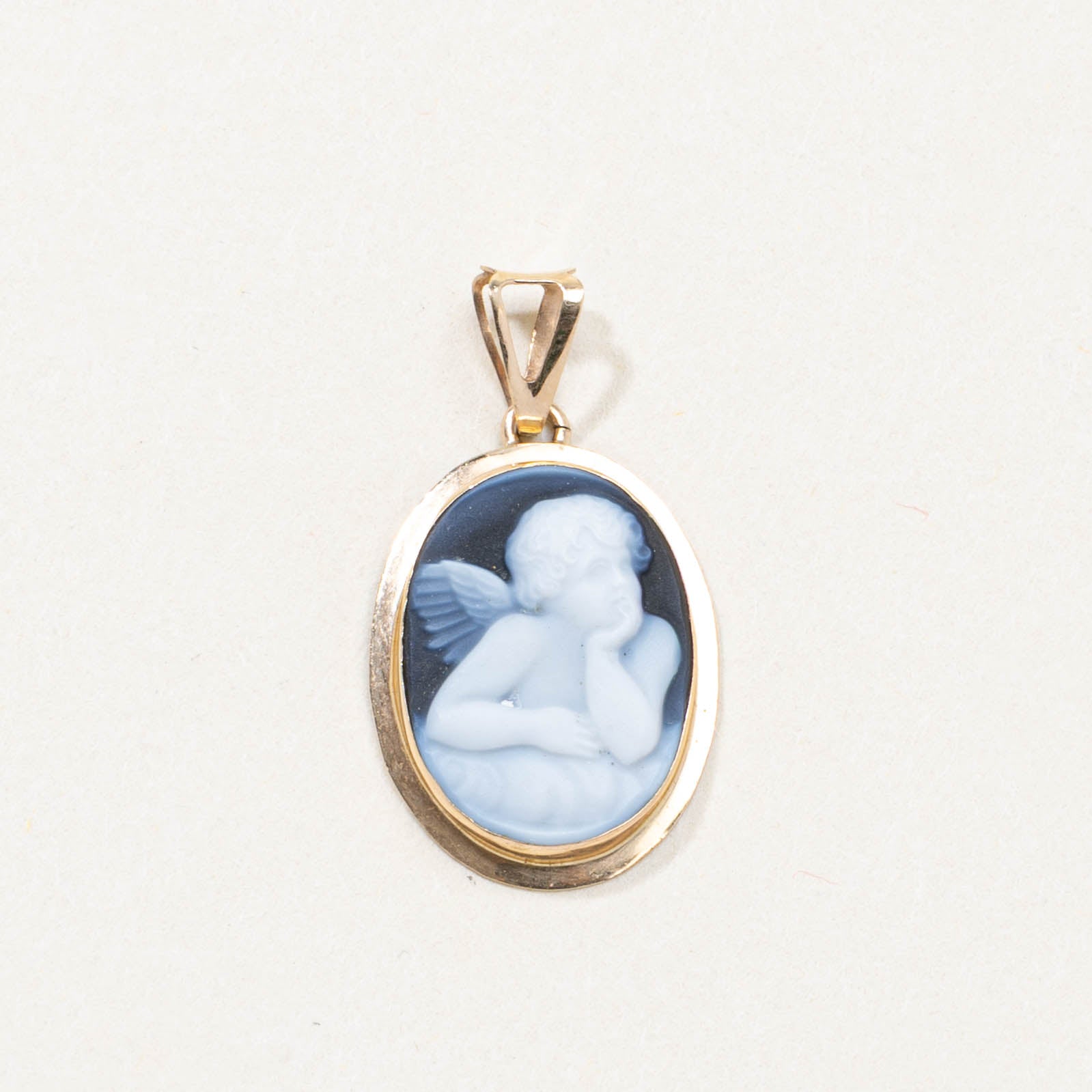 Italian 10k Cherub Shell Cameo Pendant | 3.00ct