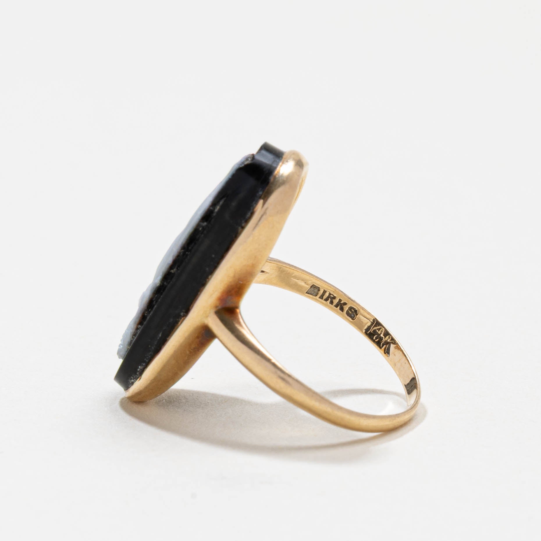 'Birks' 14k Agate Cameo Ring | 4.00ct | SZ 4.0