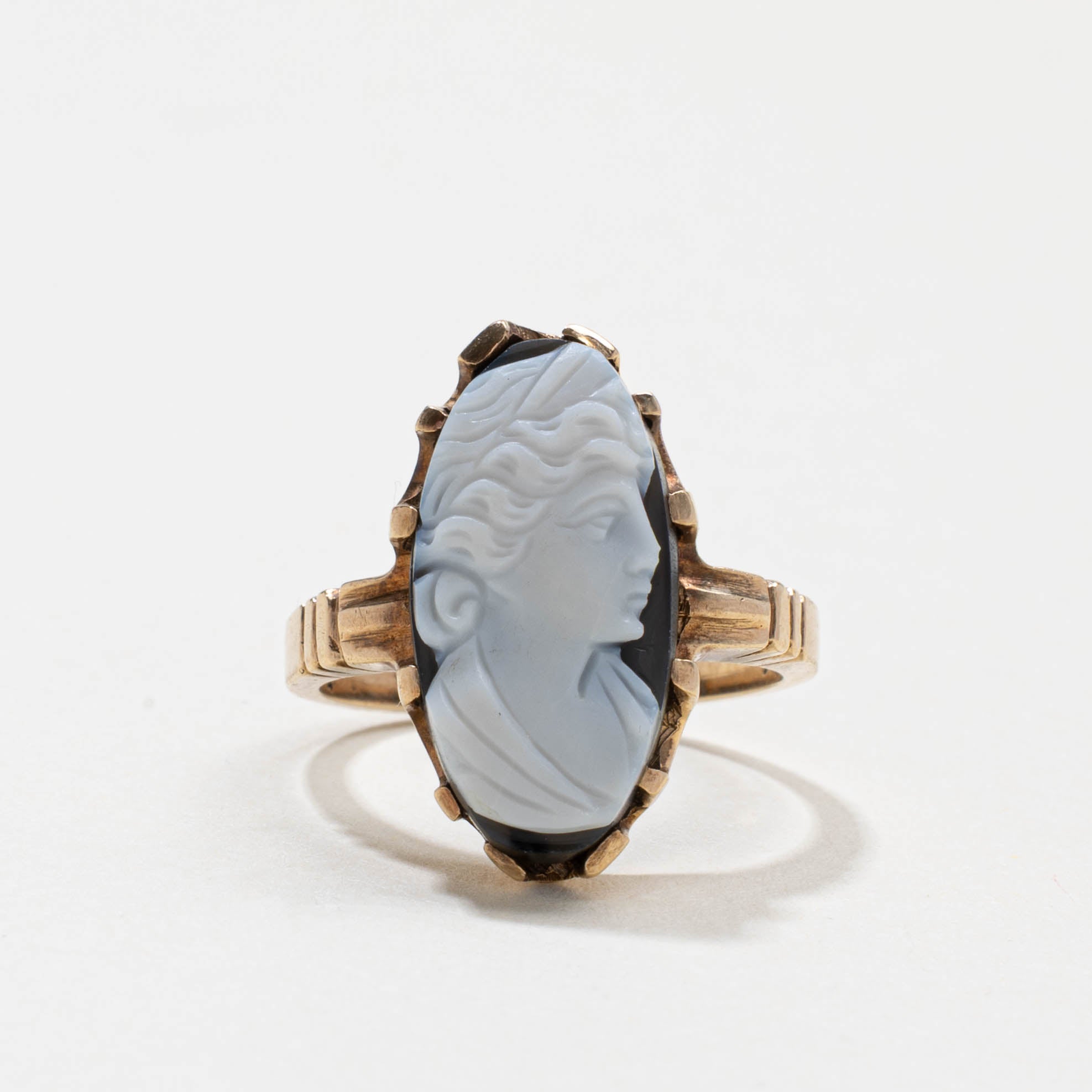 Bague victorienne en agate 9141-25 et or 10 carats | 4,30 ct | Taille 6,25