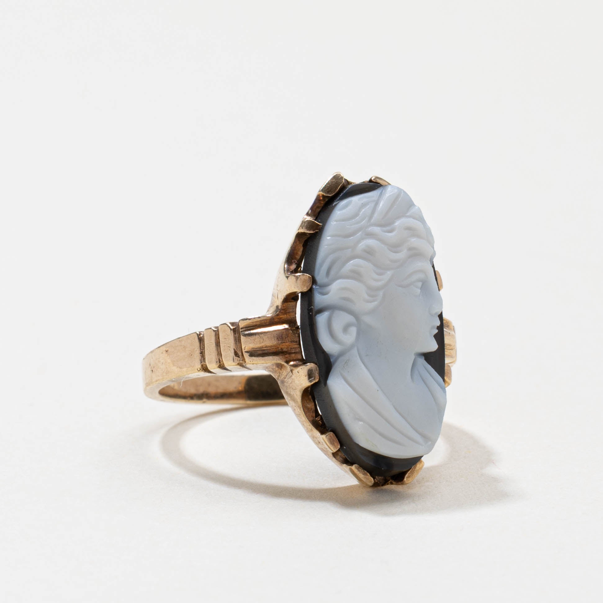 Bague victorienne en agate 9141-25 et or 10 carats | 4,30 ct | Taille 6,25
