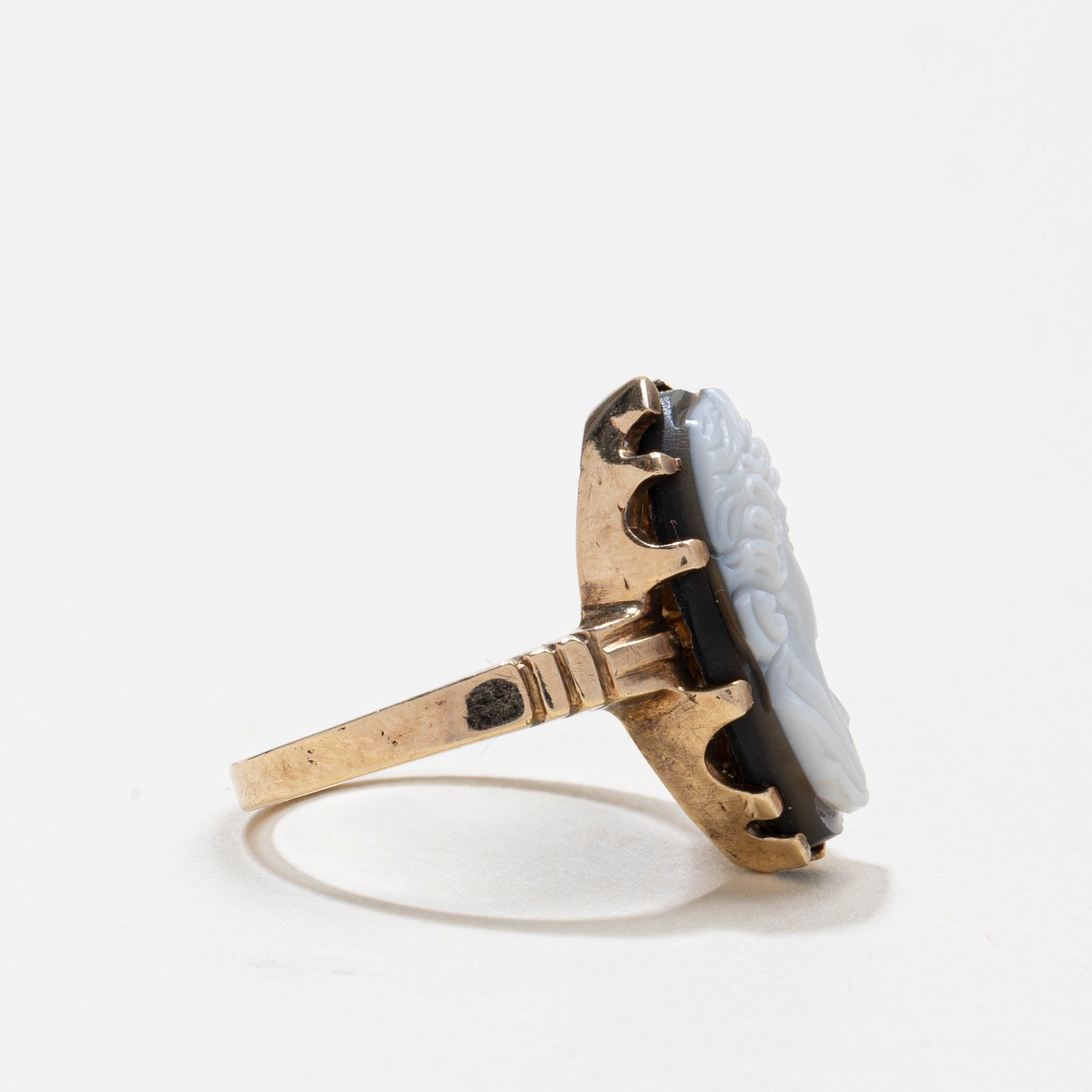 Bague victorienne en agate 9141-25 et or 10 carats | 4,30 ct | Taille 6,25