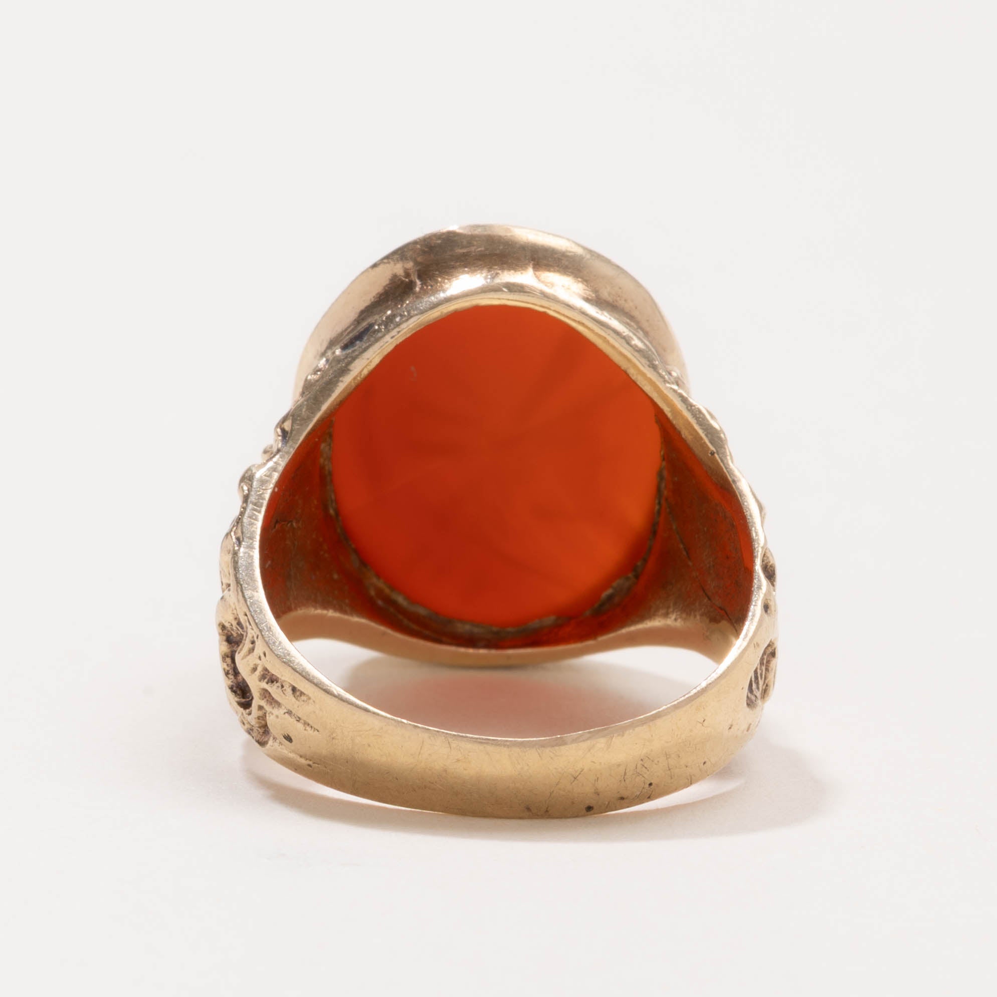 Bague chevalière britannique en cornaline, 9K 9141-26, 1973 | 5,00 ct | Taille 9,5