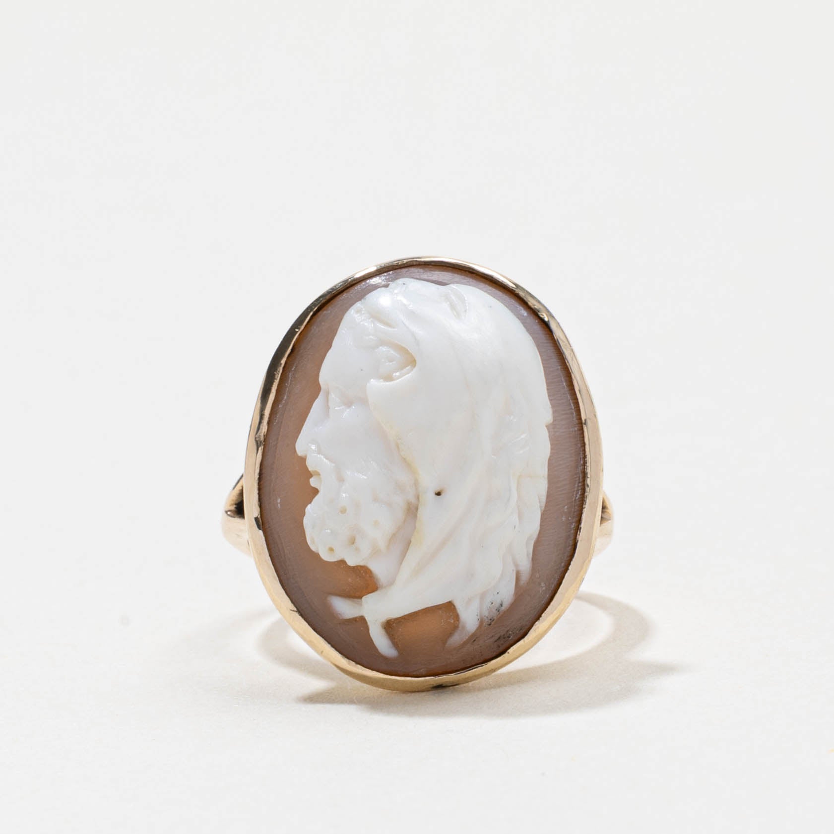 Bague camée coquillage victorienne en or 10 carats (réf. 9141-45) | 8,50 ct | Taille 4,5