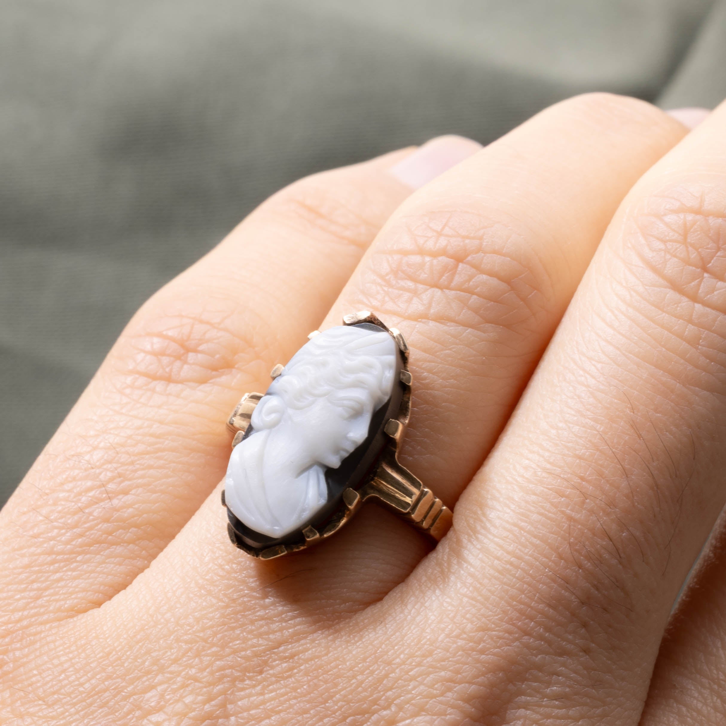 Bague victorienne en agate 9141-25 et or 10 carats | 4,30 ct | Taille 6,25