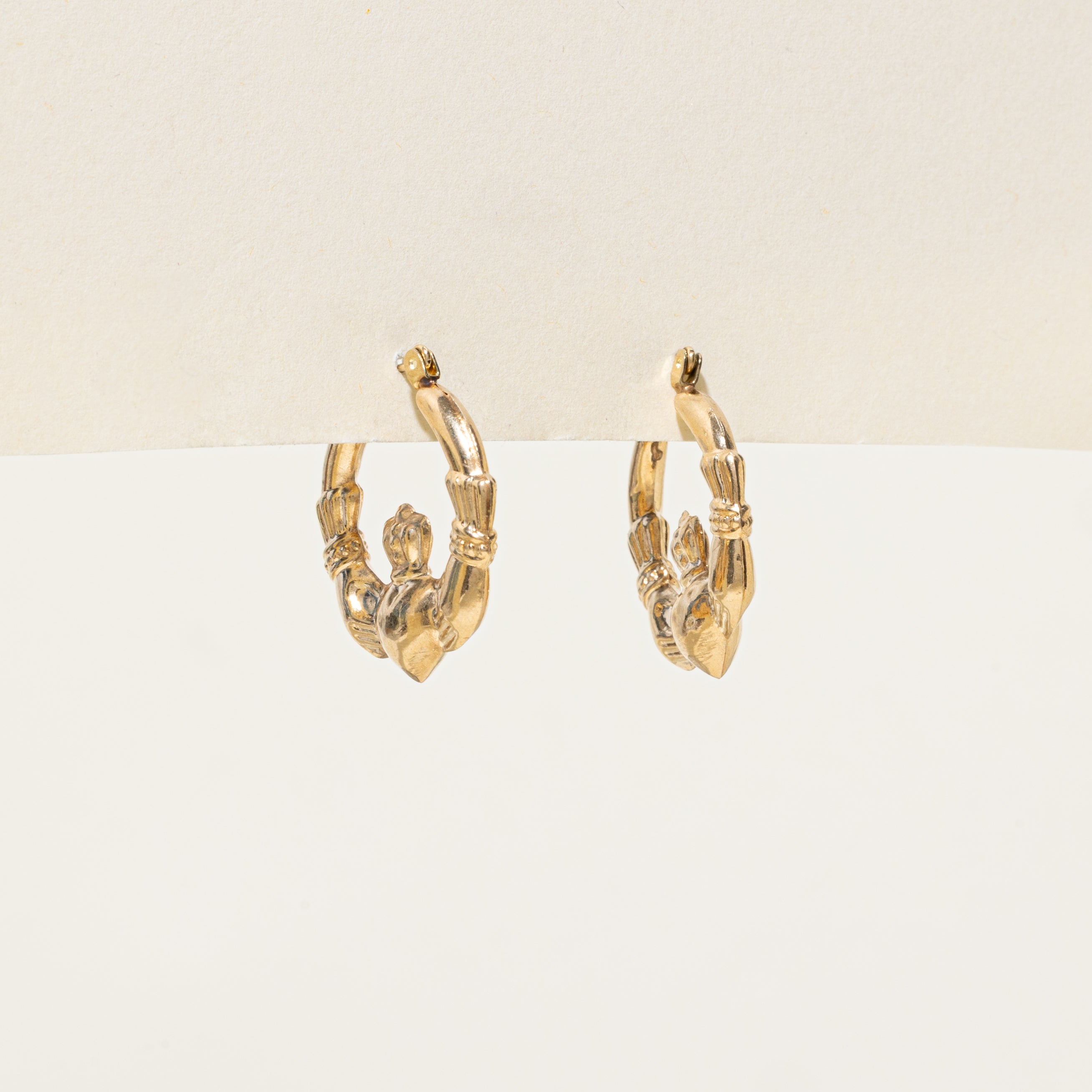 10k Yellow Gold Claddagh Hoop Earrings