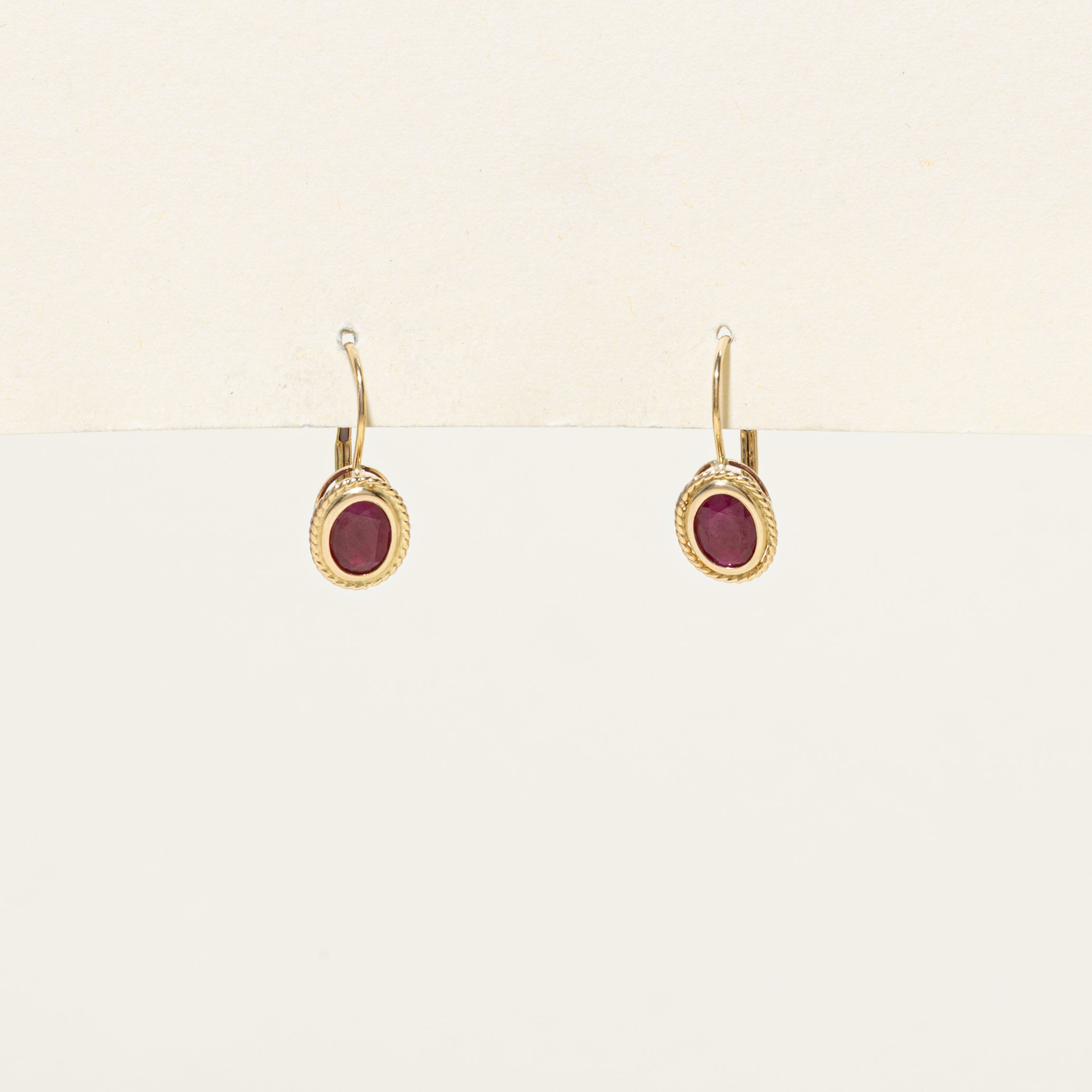 Oval Cut Glass Filled Ruby Drop Earrings | 1.20ctw