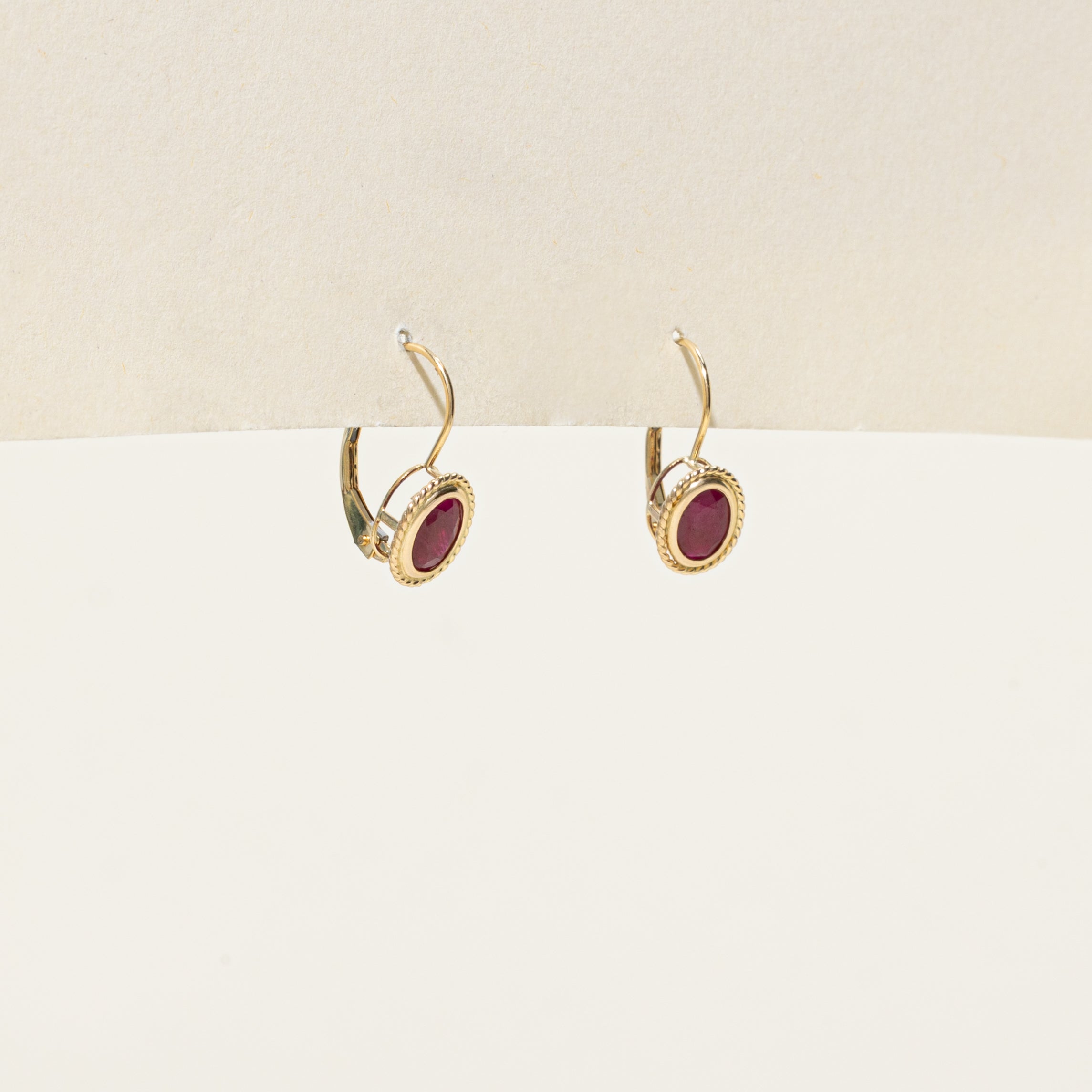Oval Cut Glass Filled Ruby Drop Earrings | 1.20ctw