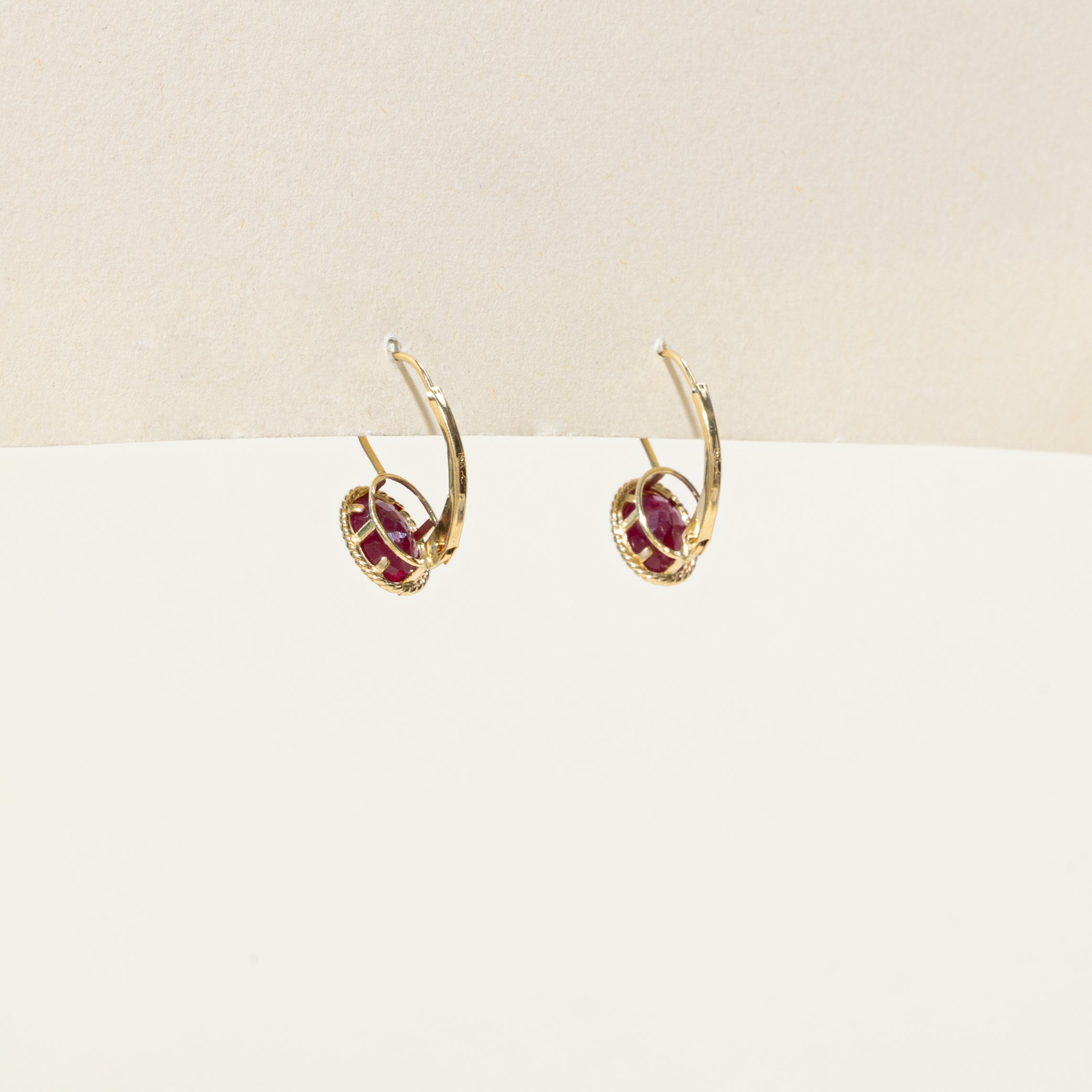 Oval Cut Glass Filled Ruby Drop Earrings | 1.20ctw