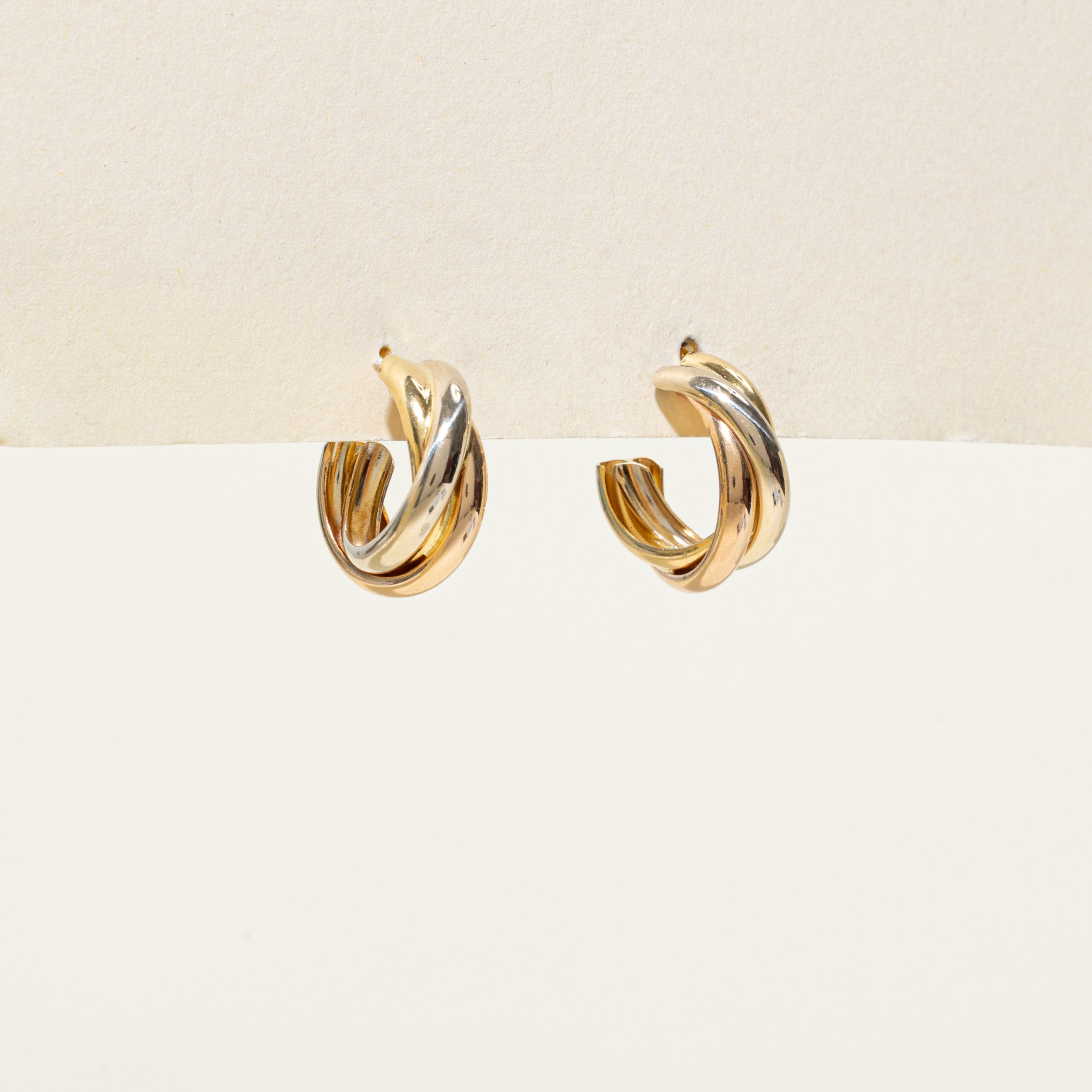 18k Tri Tone Gold Hoop Earrings