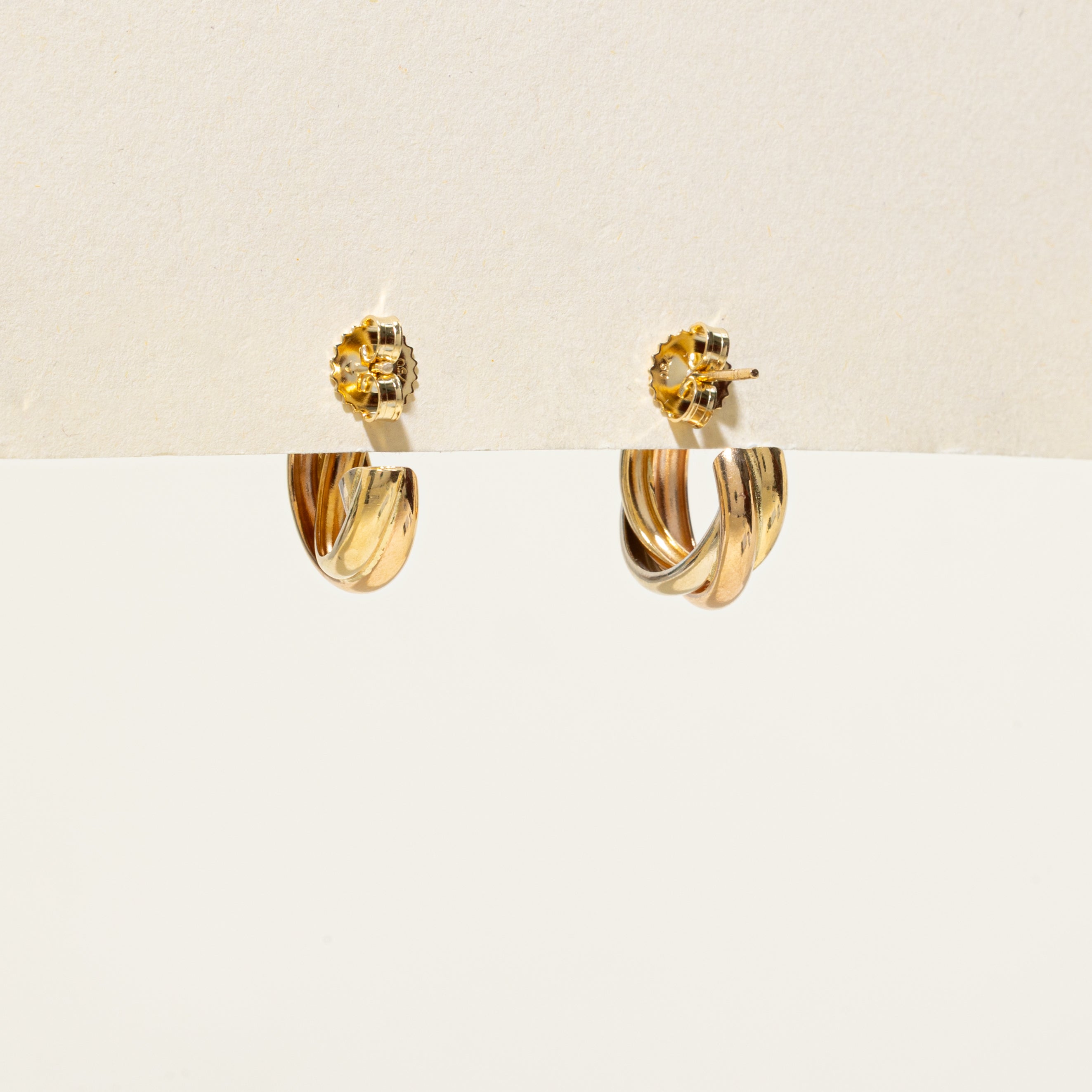 18k Tri Tone Gold Hoop Earrings