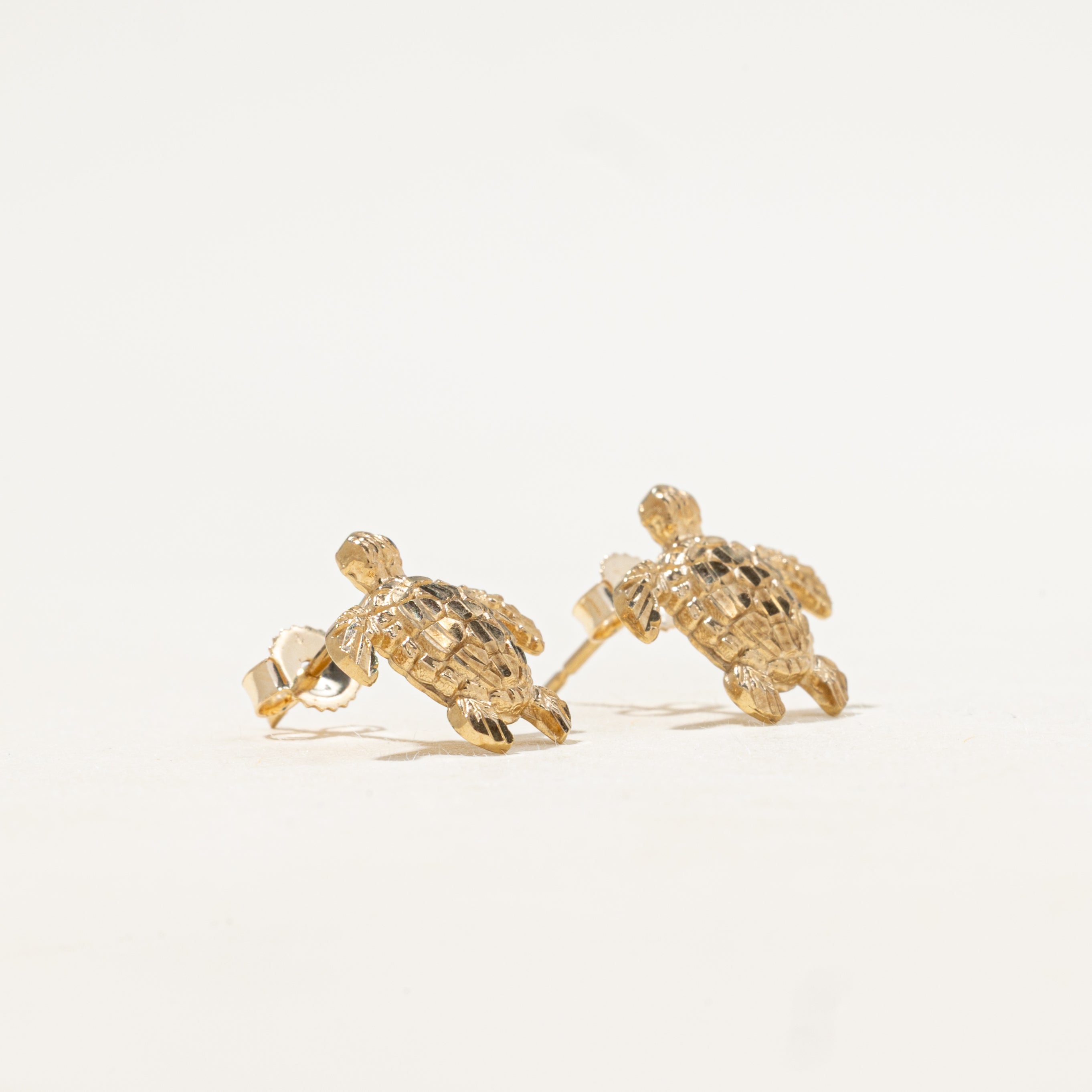 10k Yellow Gold Turtle Stud Earrings