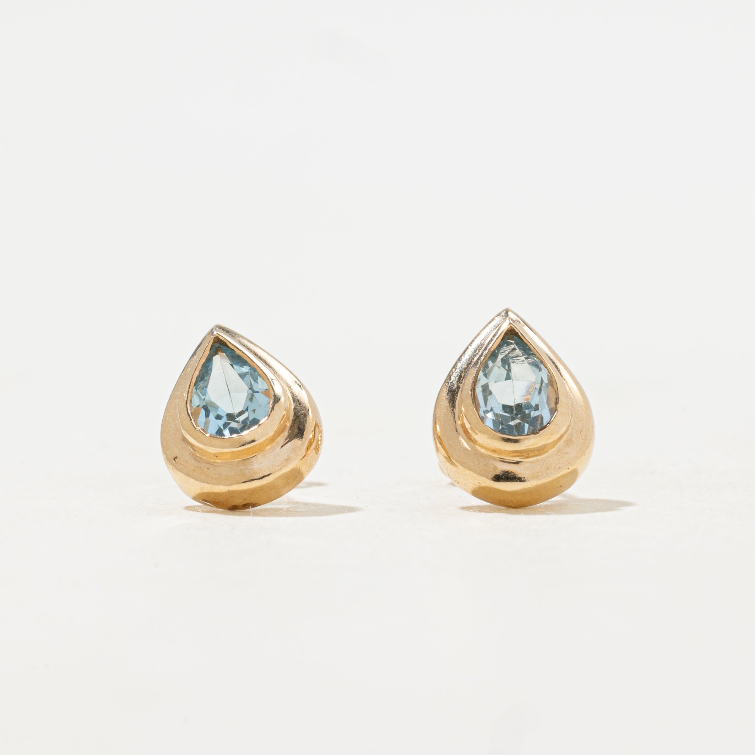 Pear Cut Blue Topaz Stud Earrings | 0.94ctw
