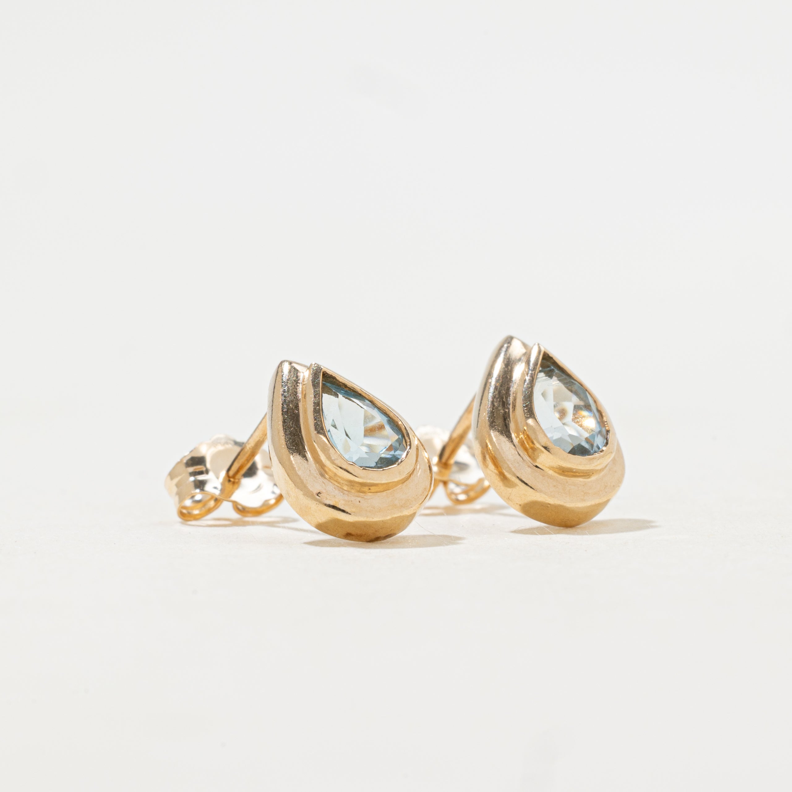 Pear Cut Blue Topaz Stud Earrings | 0.94ctw