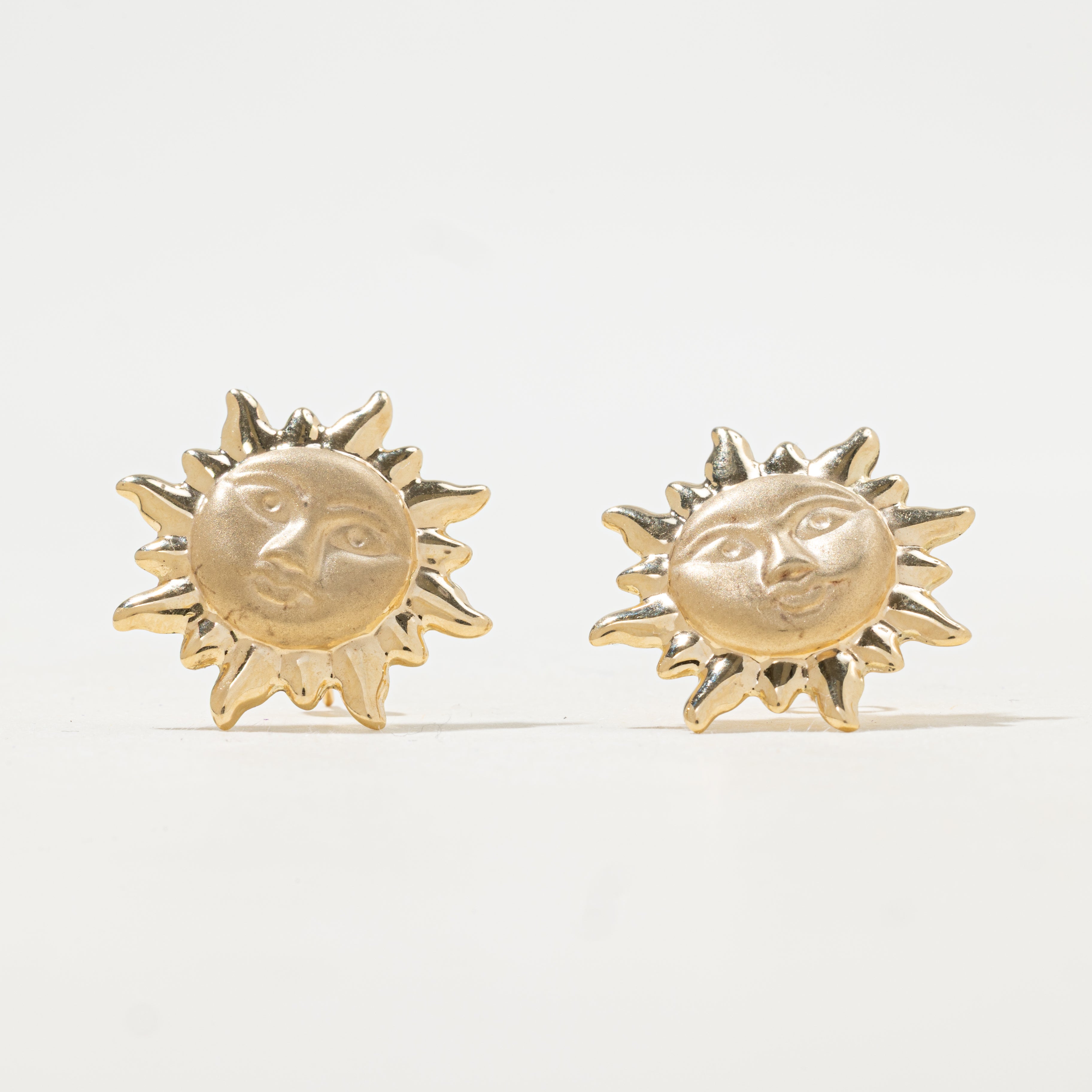 10k Yellow Gold Sun Stud Earrings
