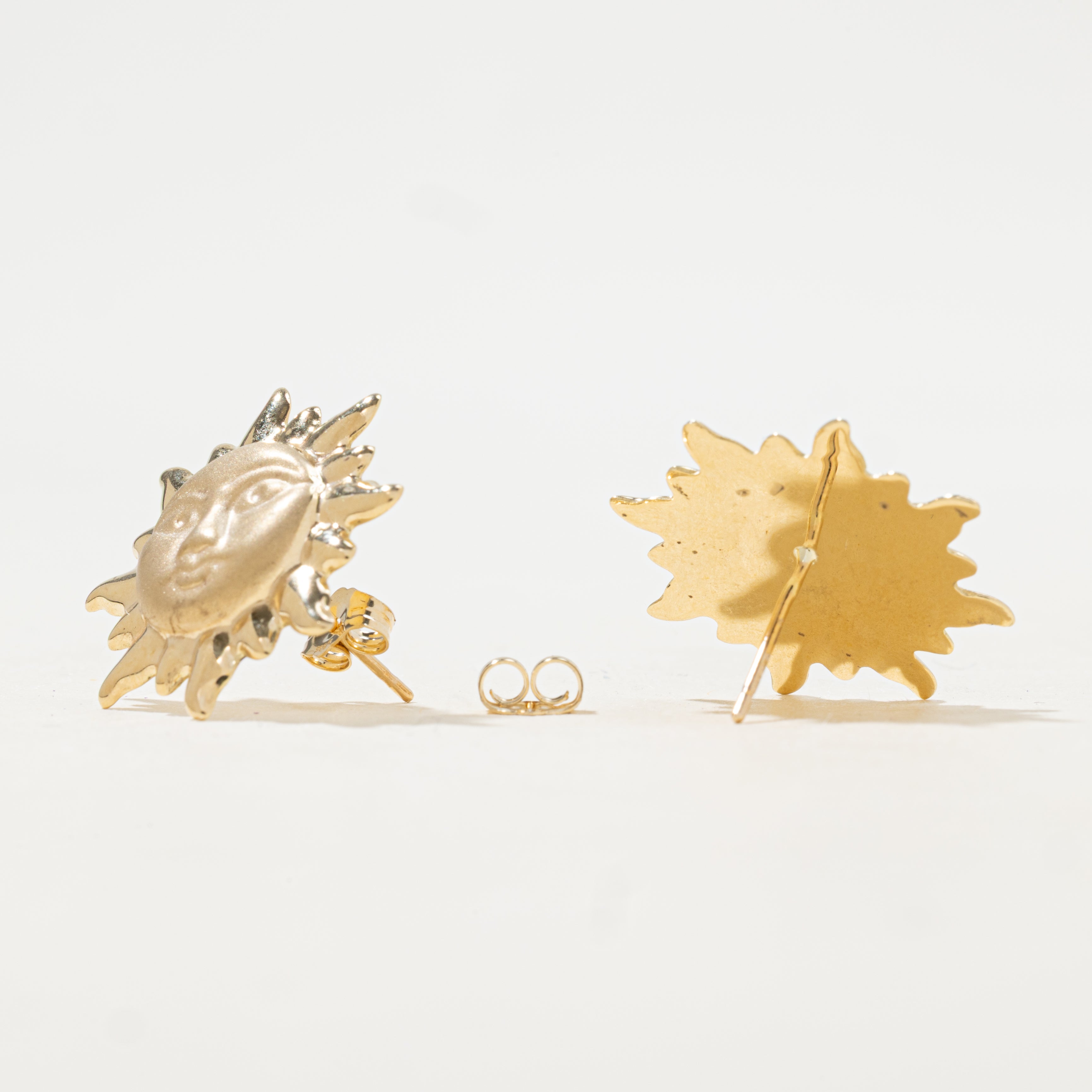 10k Yellow Gold Sun Stud Earrings