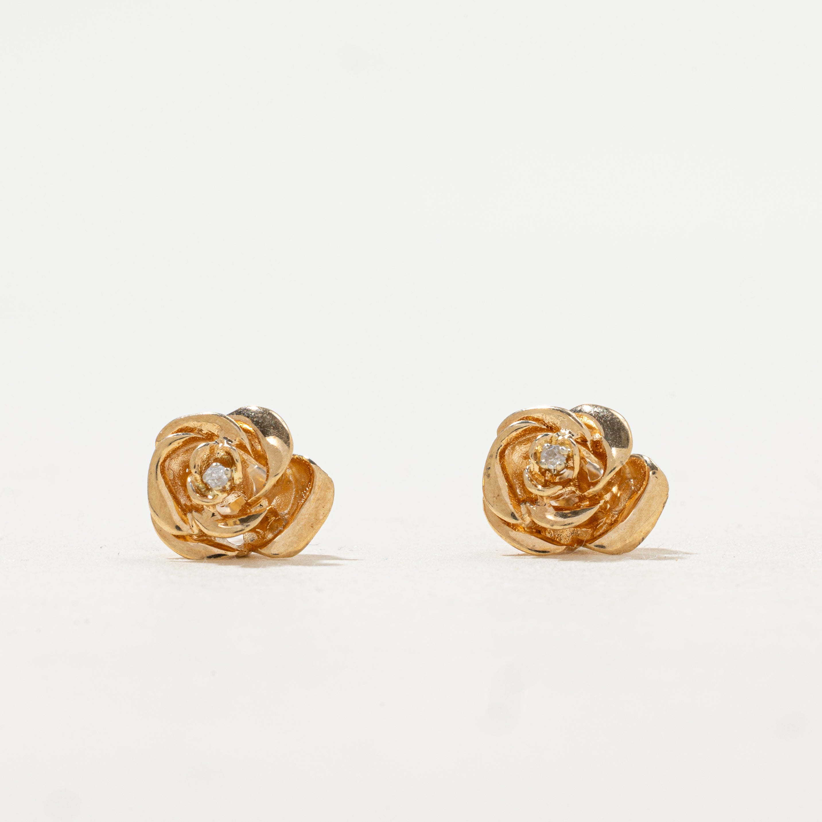 Diamond Rose Stud Earrings | 0.02ctw