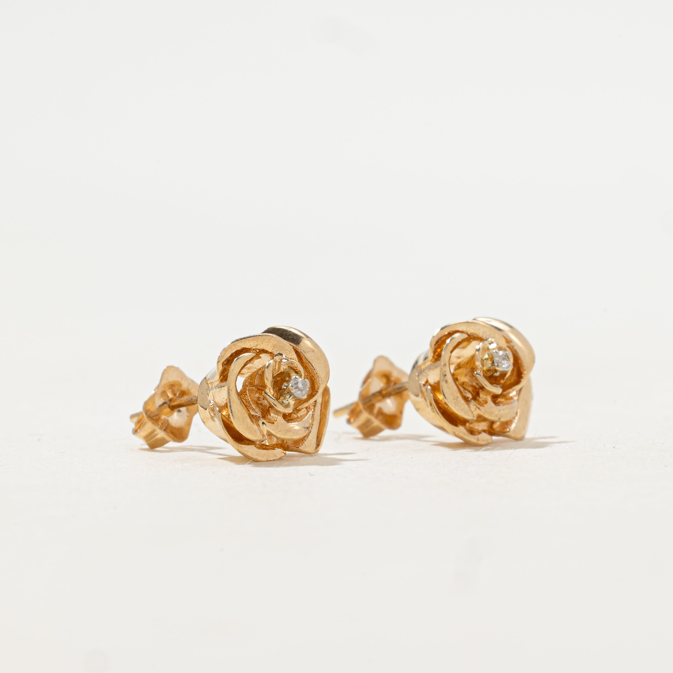 Diamond Rose Stud Earrings | 0.02ctw