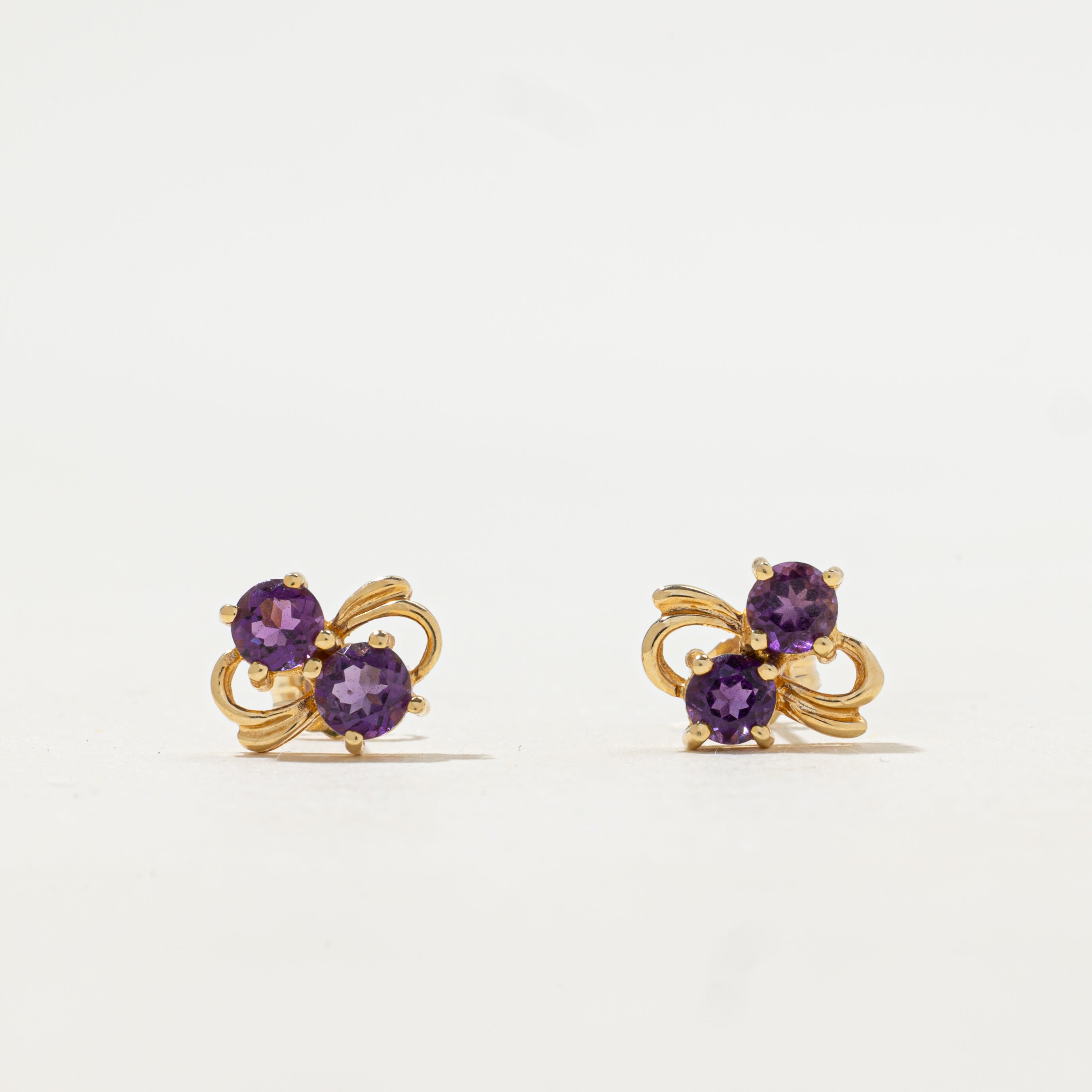 Diagonal Two-Stone Amethyst Stud Earrings | 0.80ctw