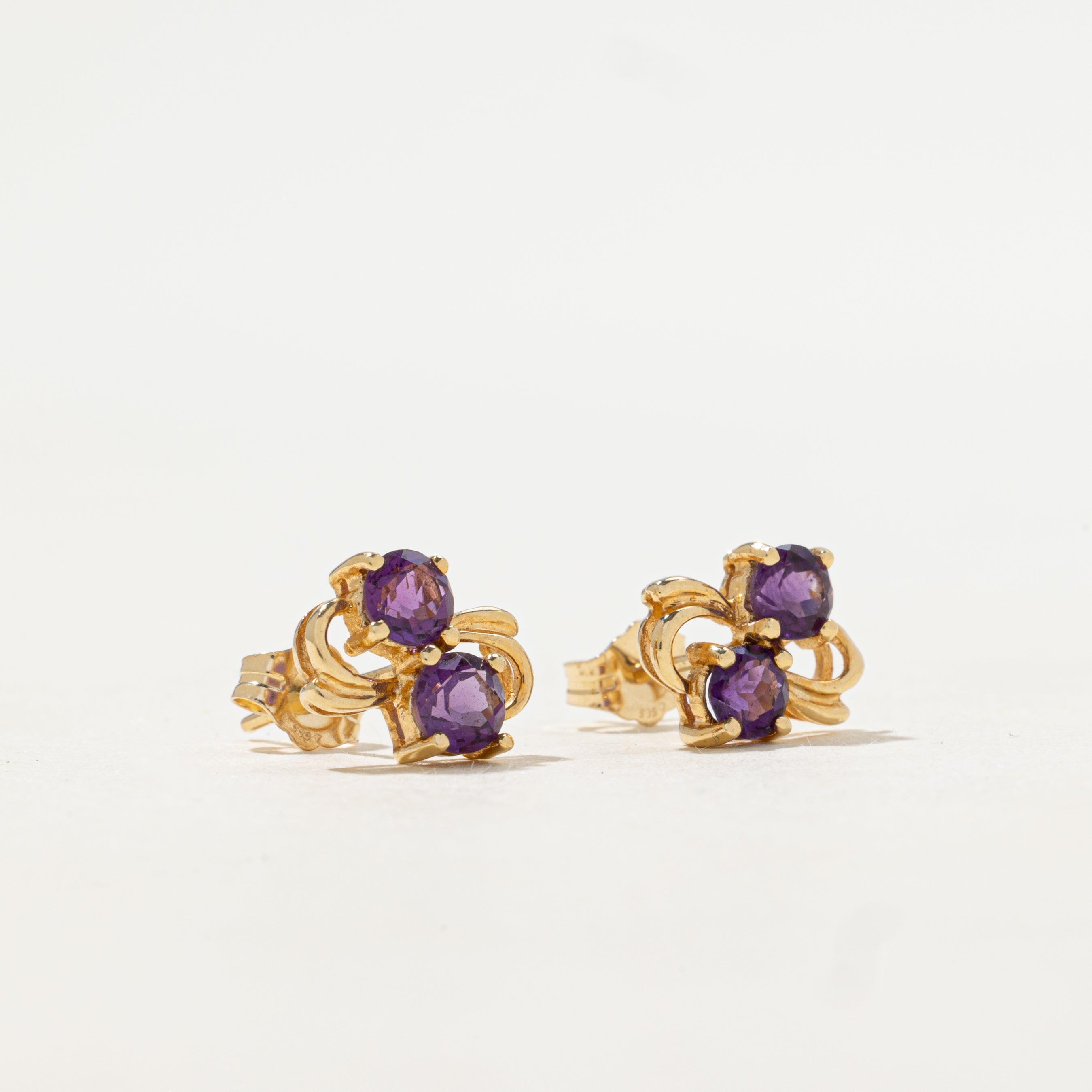Diagonal Two-Stone Amethyst Stud Earrings | 0.80ctw