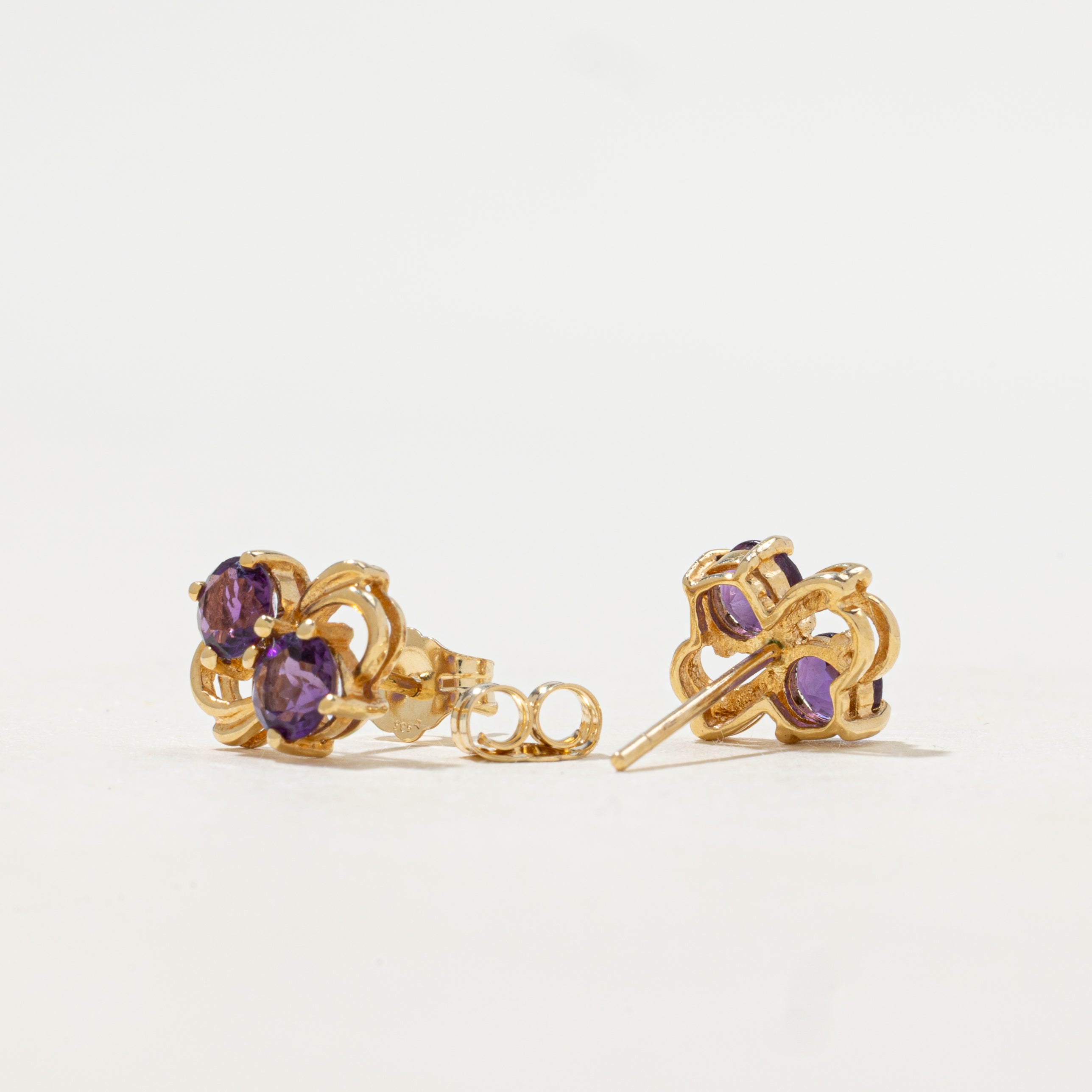 Diagonal Two-Stone Amethyst Stud Earrings | 0.80ctw