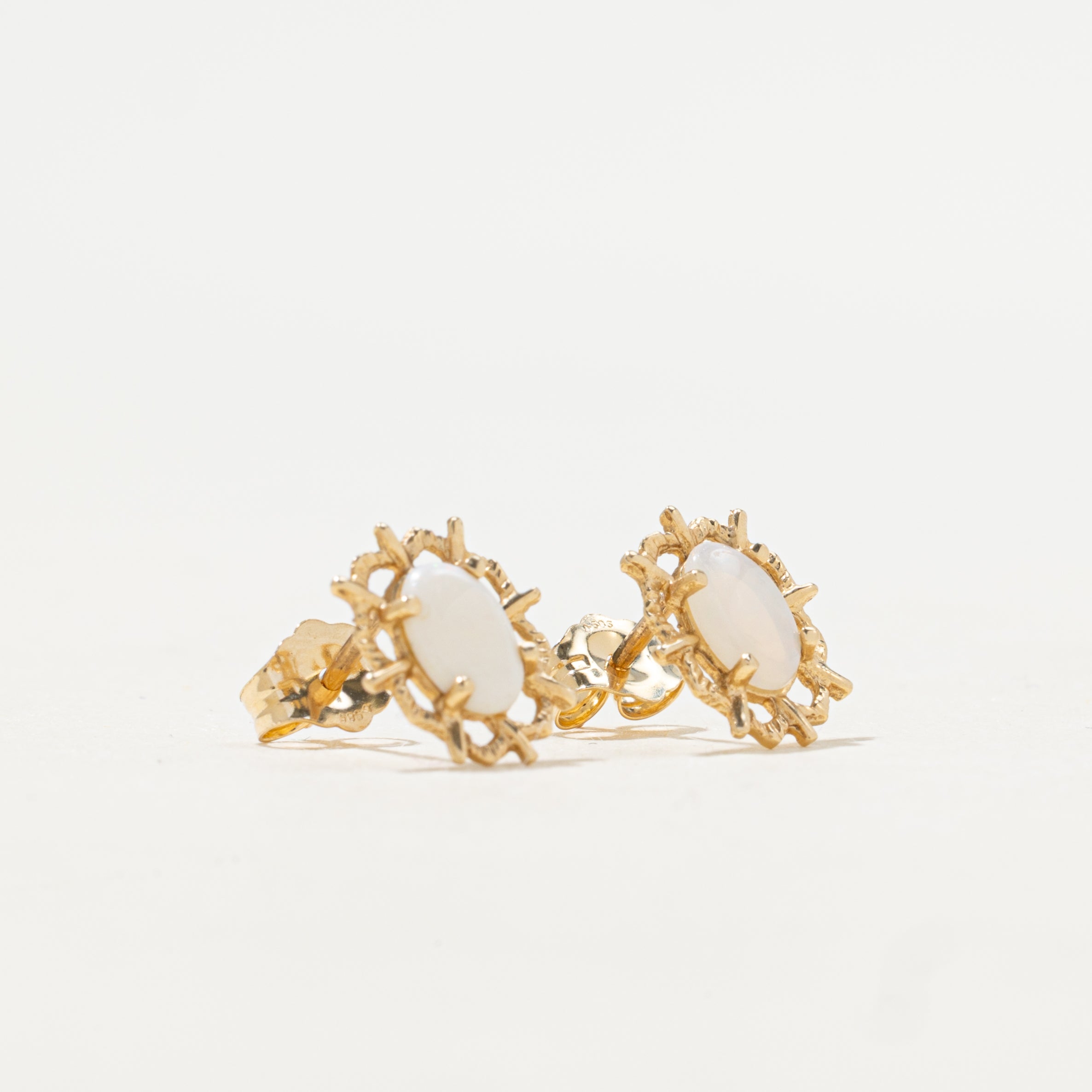 Cabochon Opal Openwork Stud Earrings | 0.44ctw